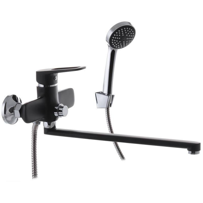 

Кран в ванную однозахватный с длинным носиком MIXXUS NEVADA 006 EURO черный силумин MI5917