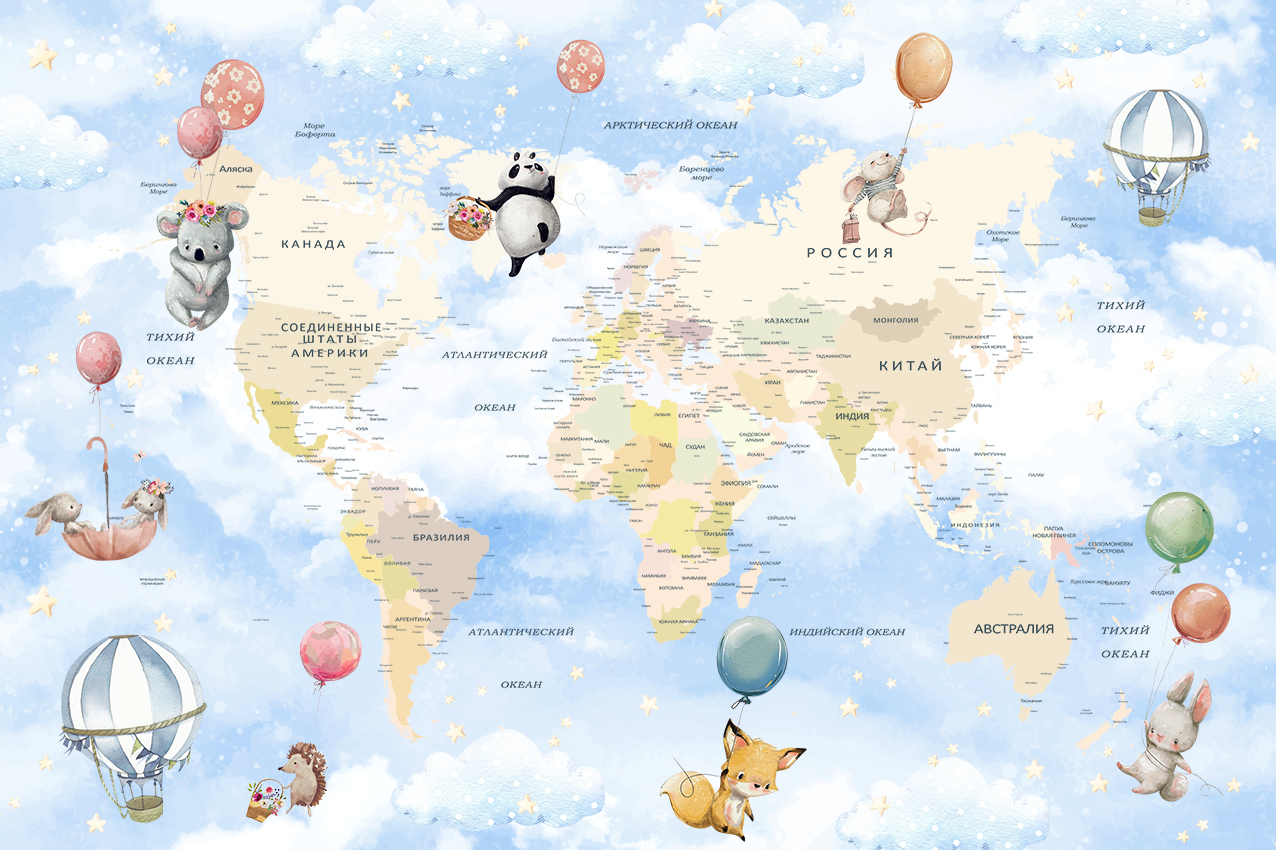 

Фотообои ArtSide Голубая карта мира (5280120201_1) Штукатурка