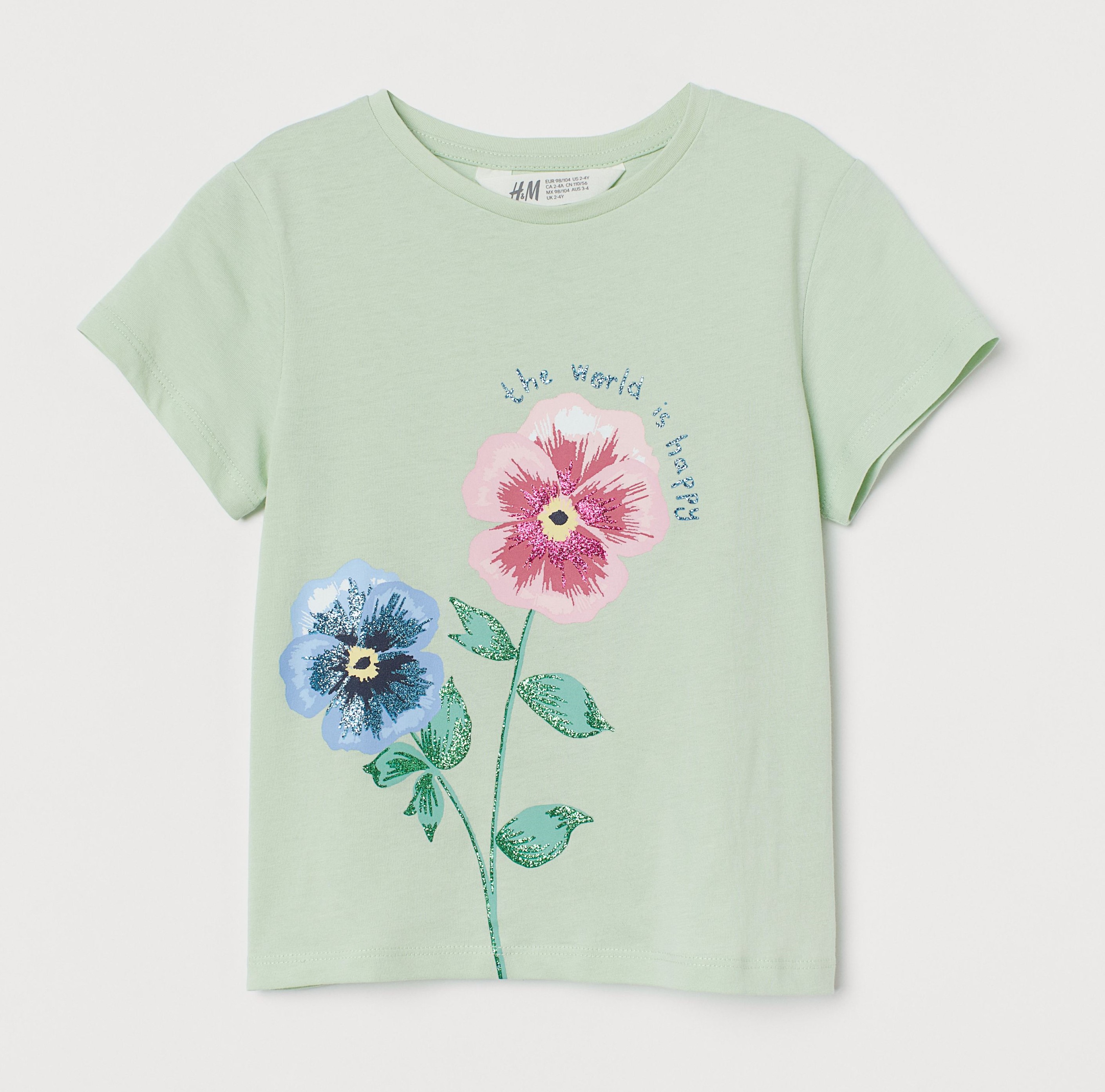 

Футболка для девочки H&M зелёная 104