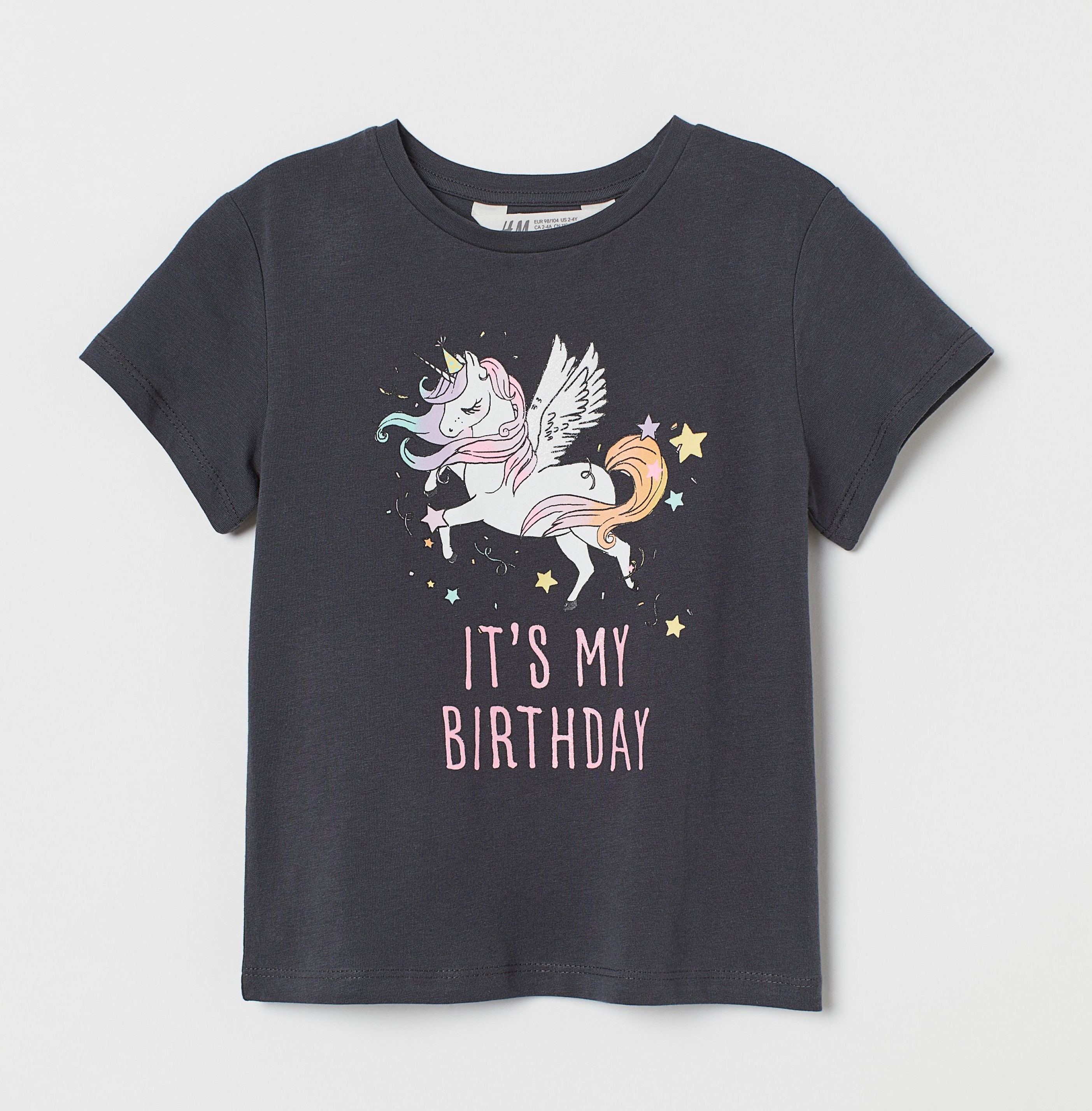 

Футболка для девочки H&M с единорогом тёмно-серая 110