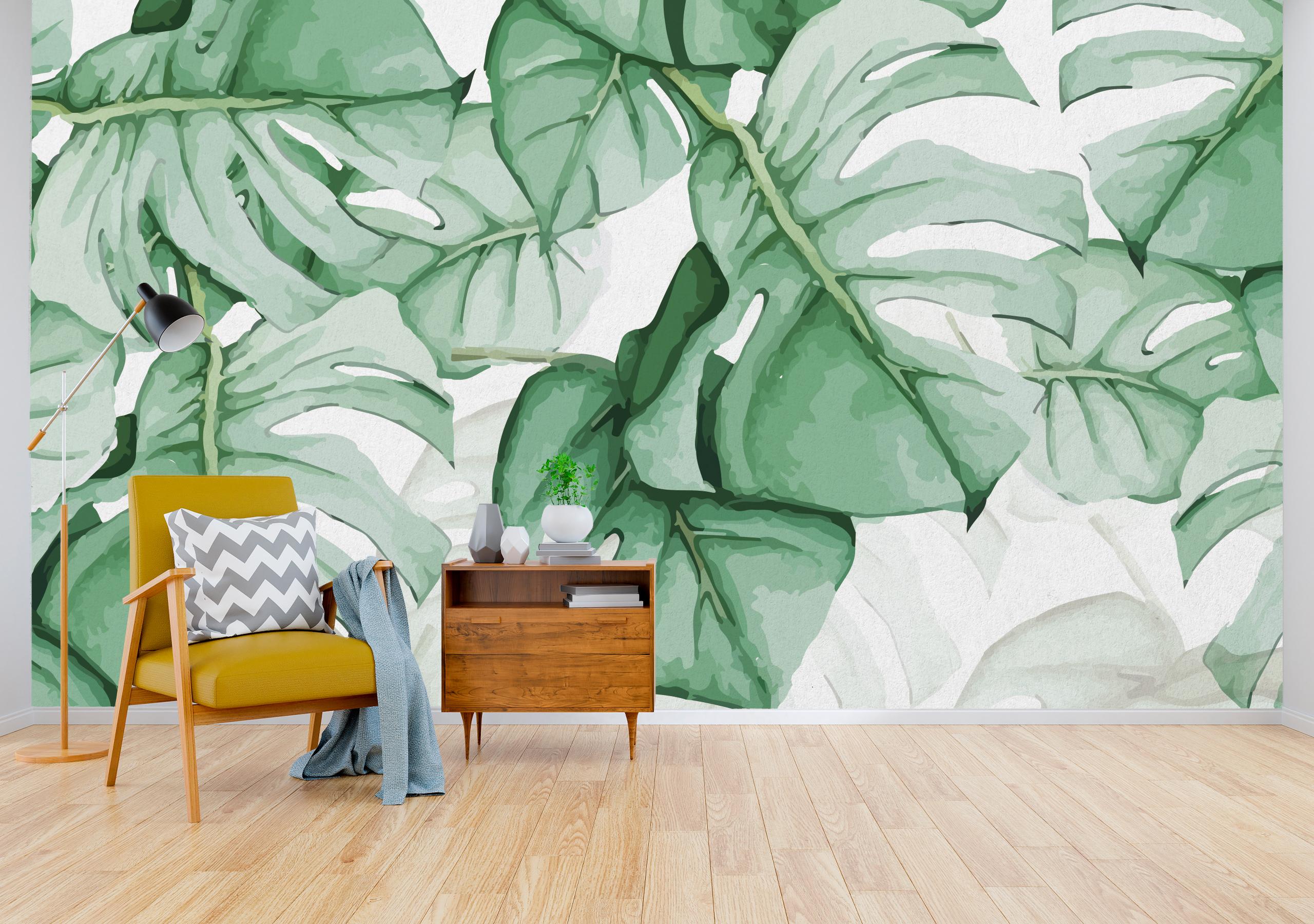 

Виниловые Фотообои Walldeco Зеленые листья 475x300 Деко