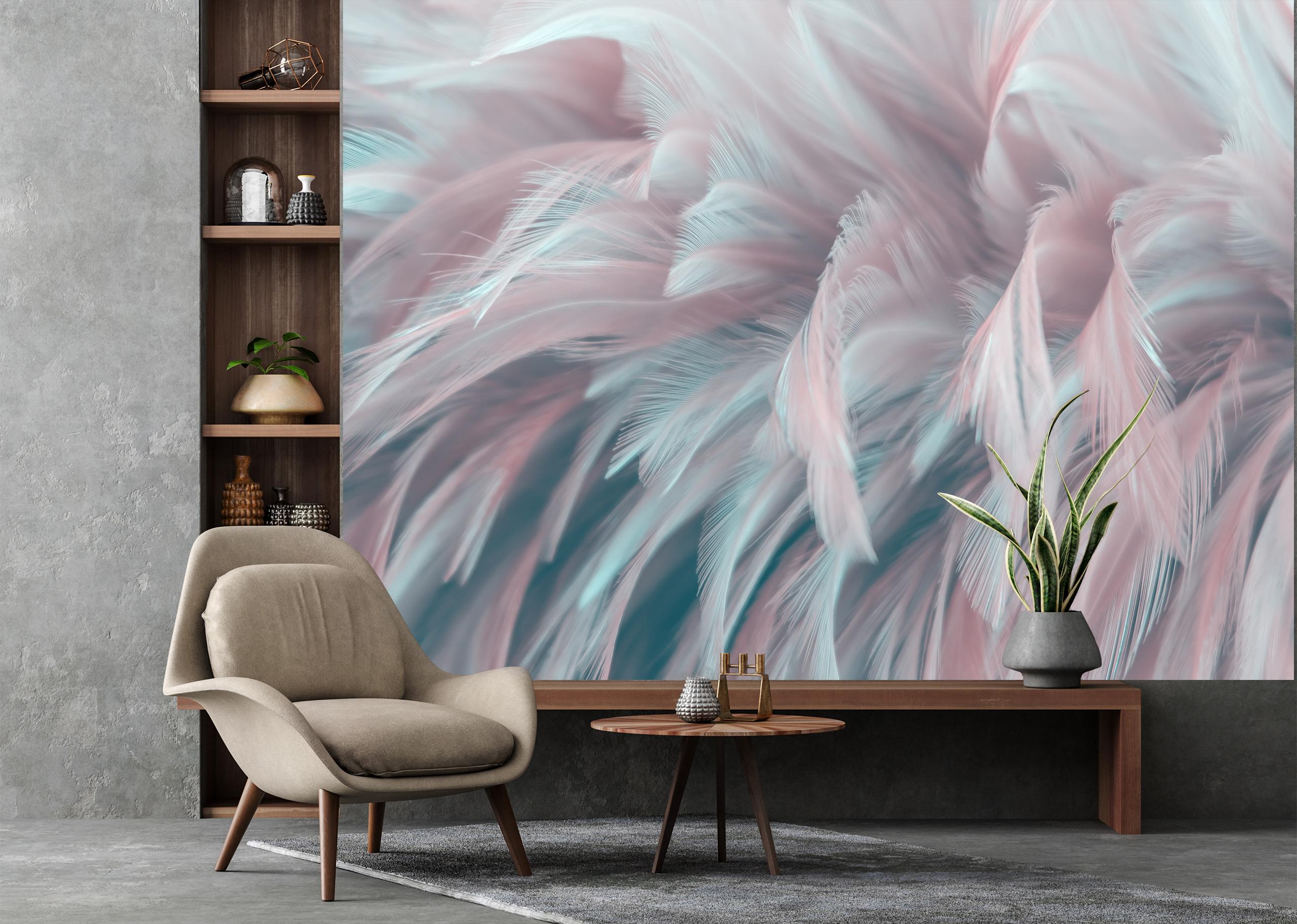

Виниловые Фотообои Walldeco Разноцветные перья 200x130 Жаккард