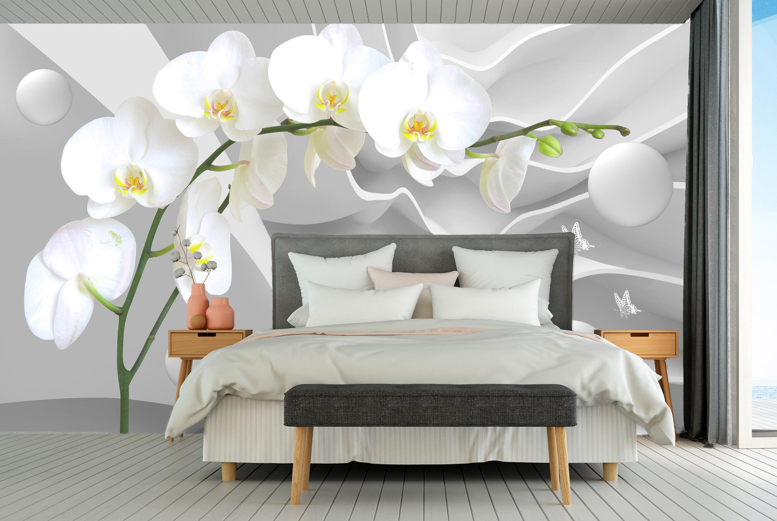 

Виниловые Фотообои Walldeco Белая орхидея 300x200 Жаккард