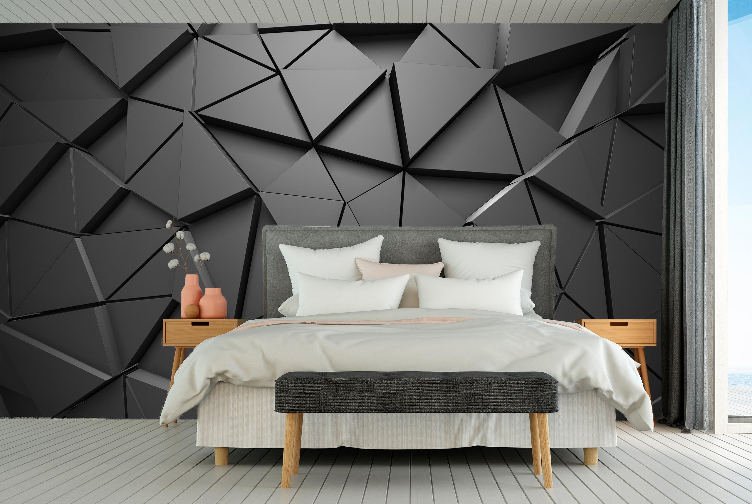 

Бумажные Фотообои Walldeco Чёрные треугольники 285x190 Гладь
