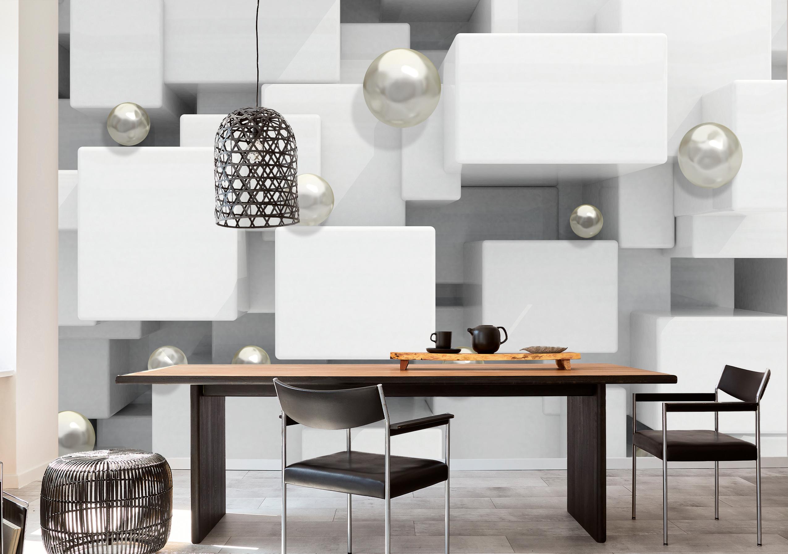 

Виниловые Фотообои Walldeco Белые кубы 300x200 Деко