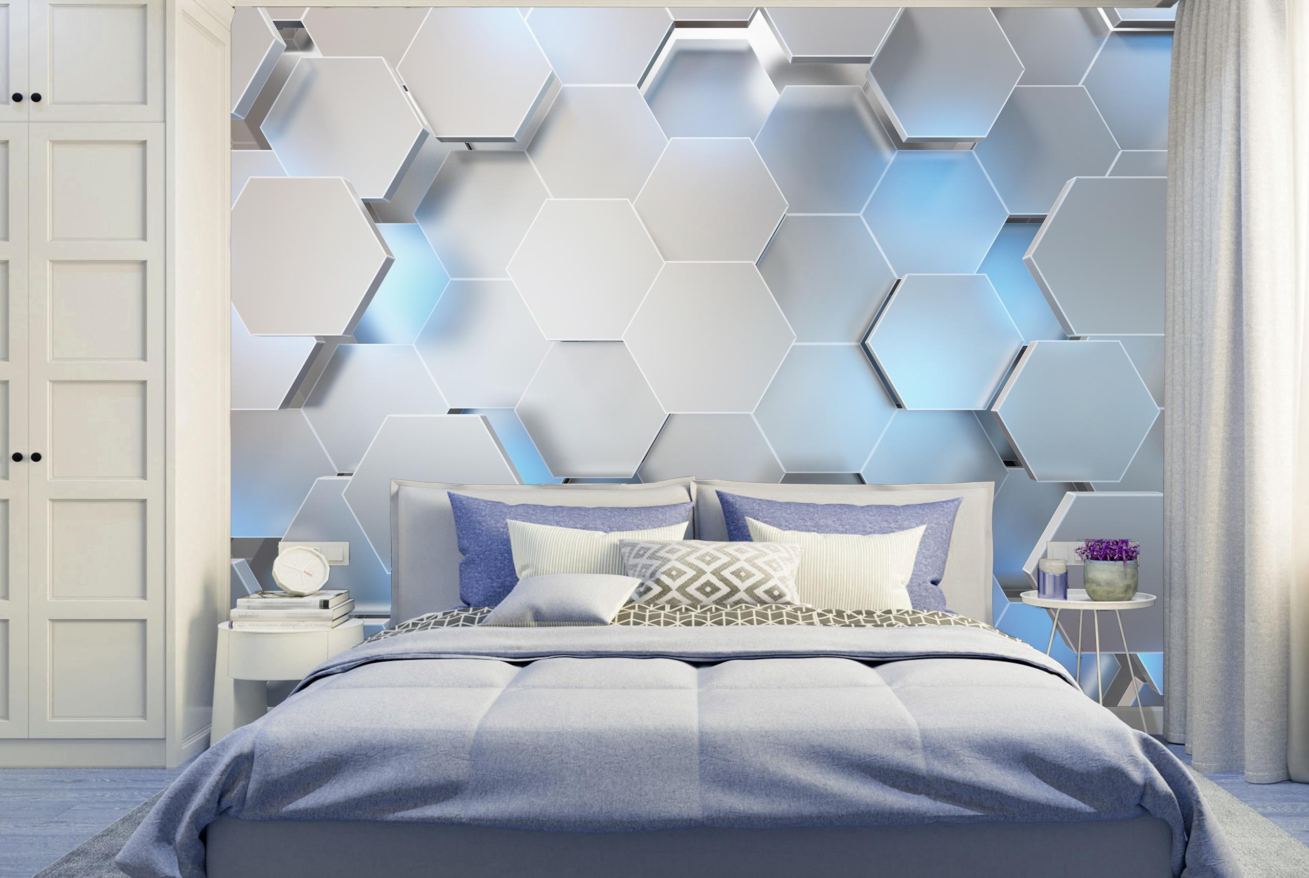 

Виниловые Фотообои Walldeco 3D шестиугольники 285x190 Базальт