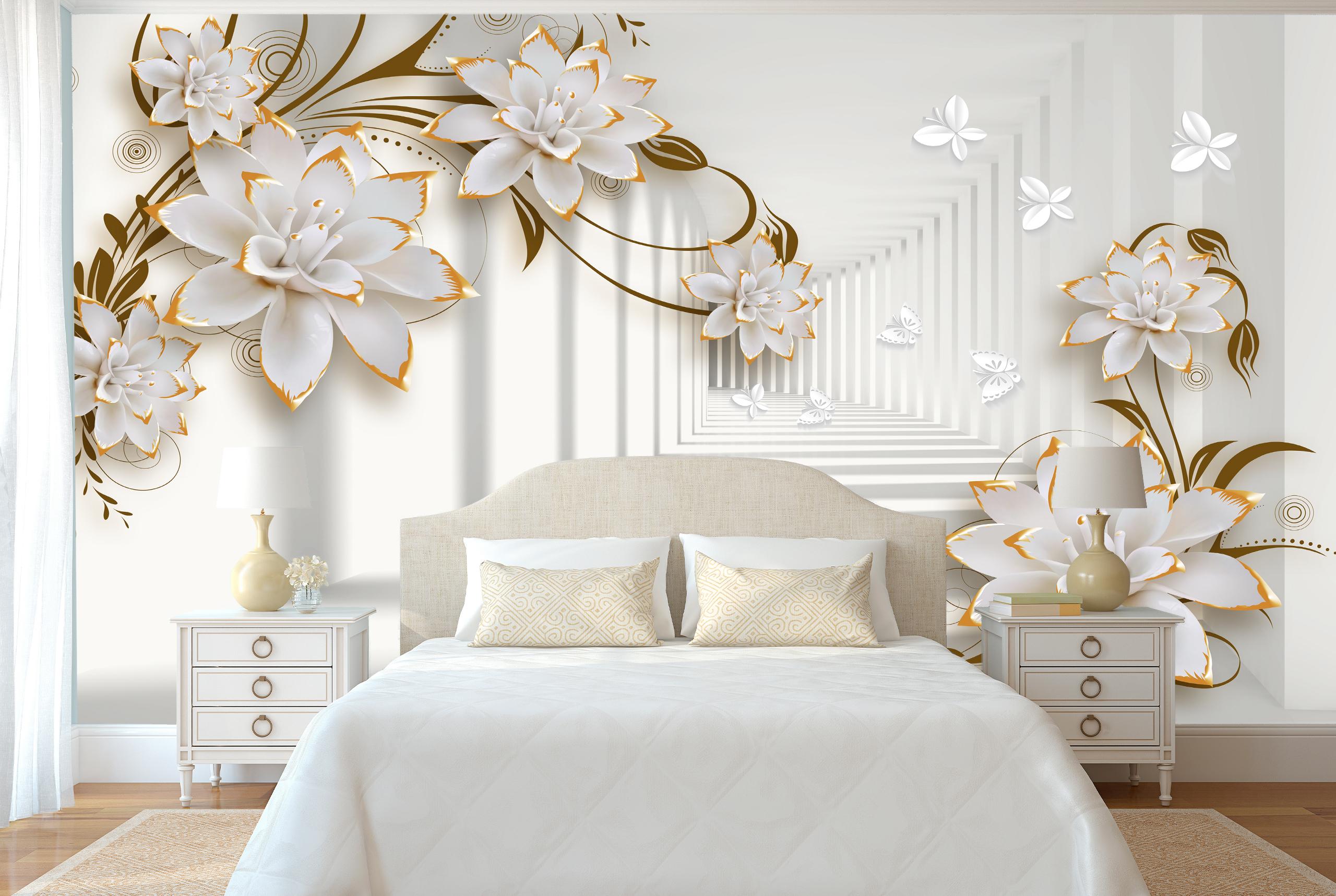 

Флизелиновые Фотообои Walldeco 3Д коридор и цветы 200x130 Бриз