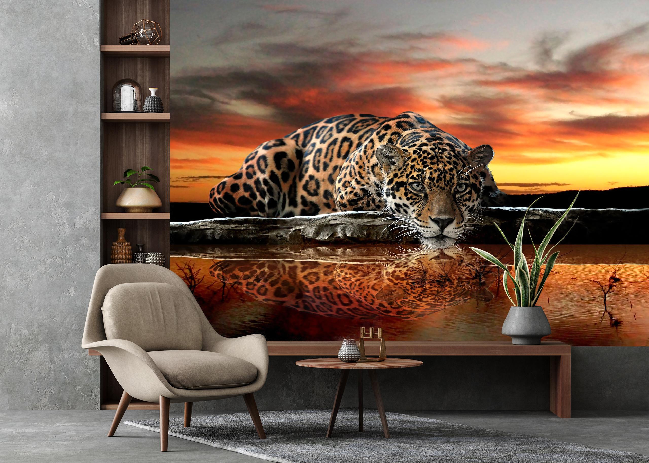 

Виниловые Фотообои Walldeco Леопард на закате 475x300 Диамант