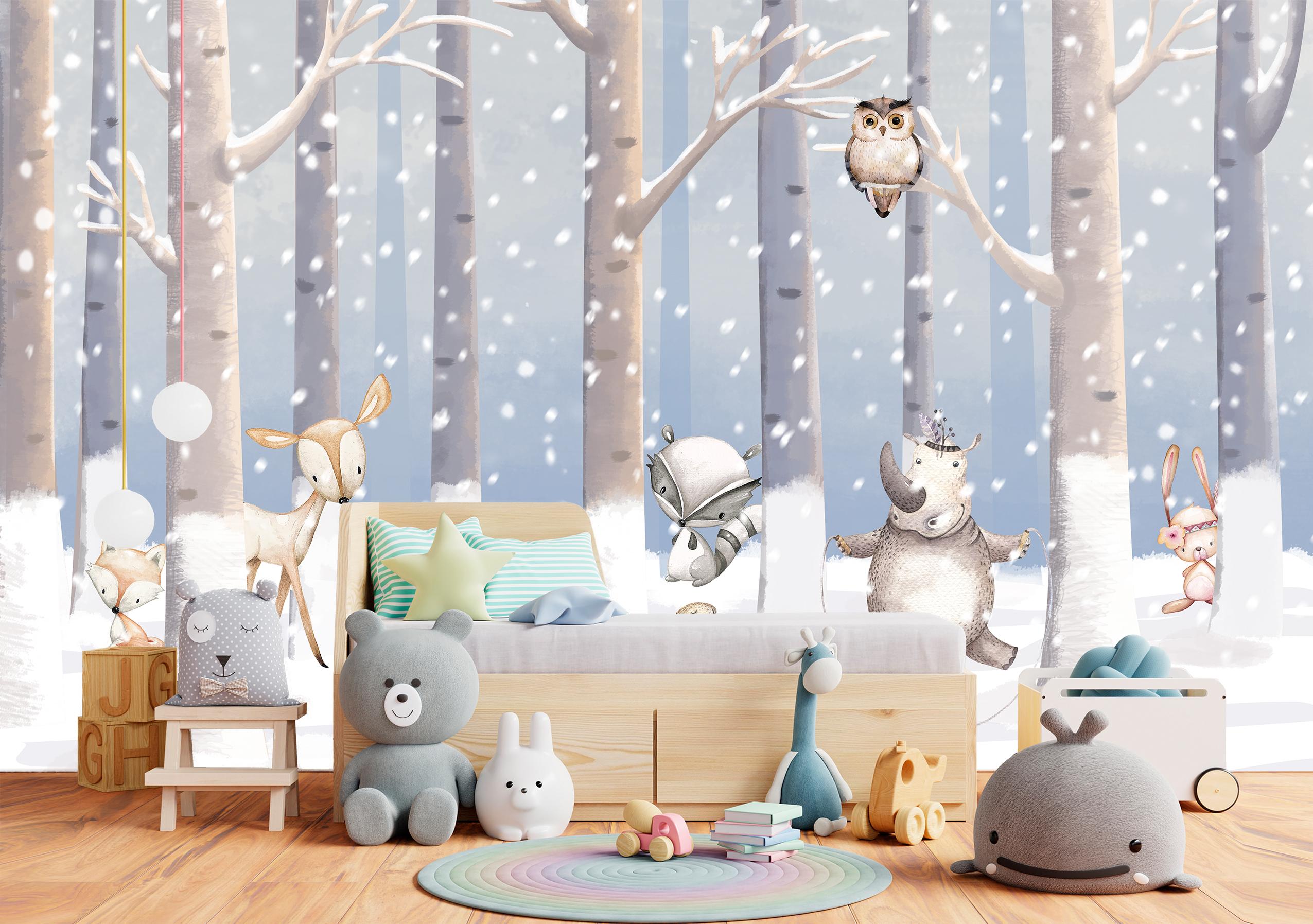 

Виниловые Фотообои Walldeco Животные в снежном лесу 475x300 Деко