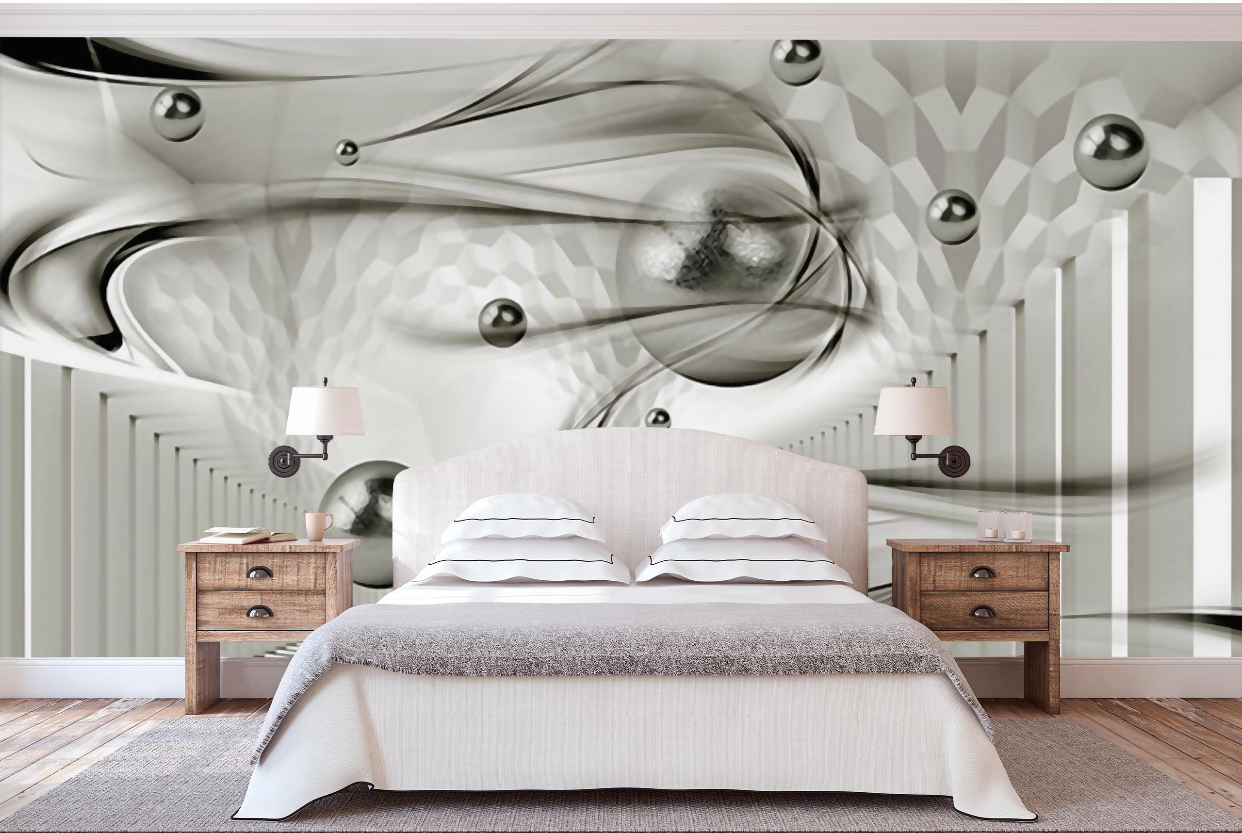 

Виниловые Фотообои Walldeco Коридор и металлические шары 300x200 Жаккард