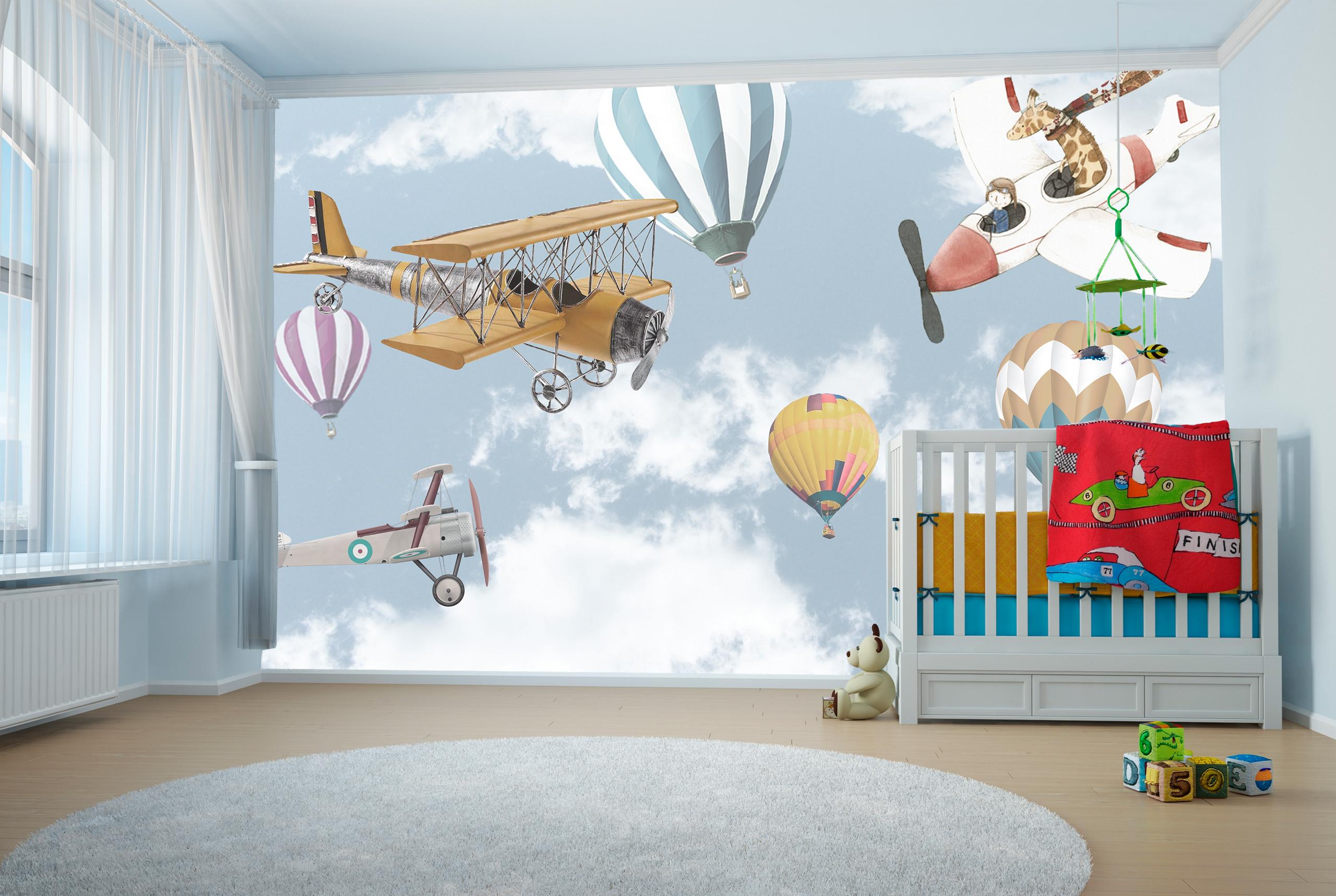 

Виниловые Фотообои Walldeco Самолёты и животные 200x130 Фреска