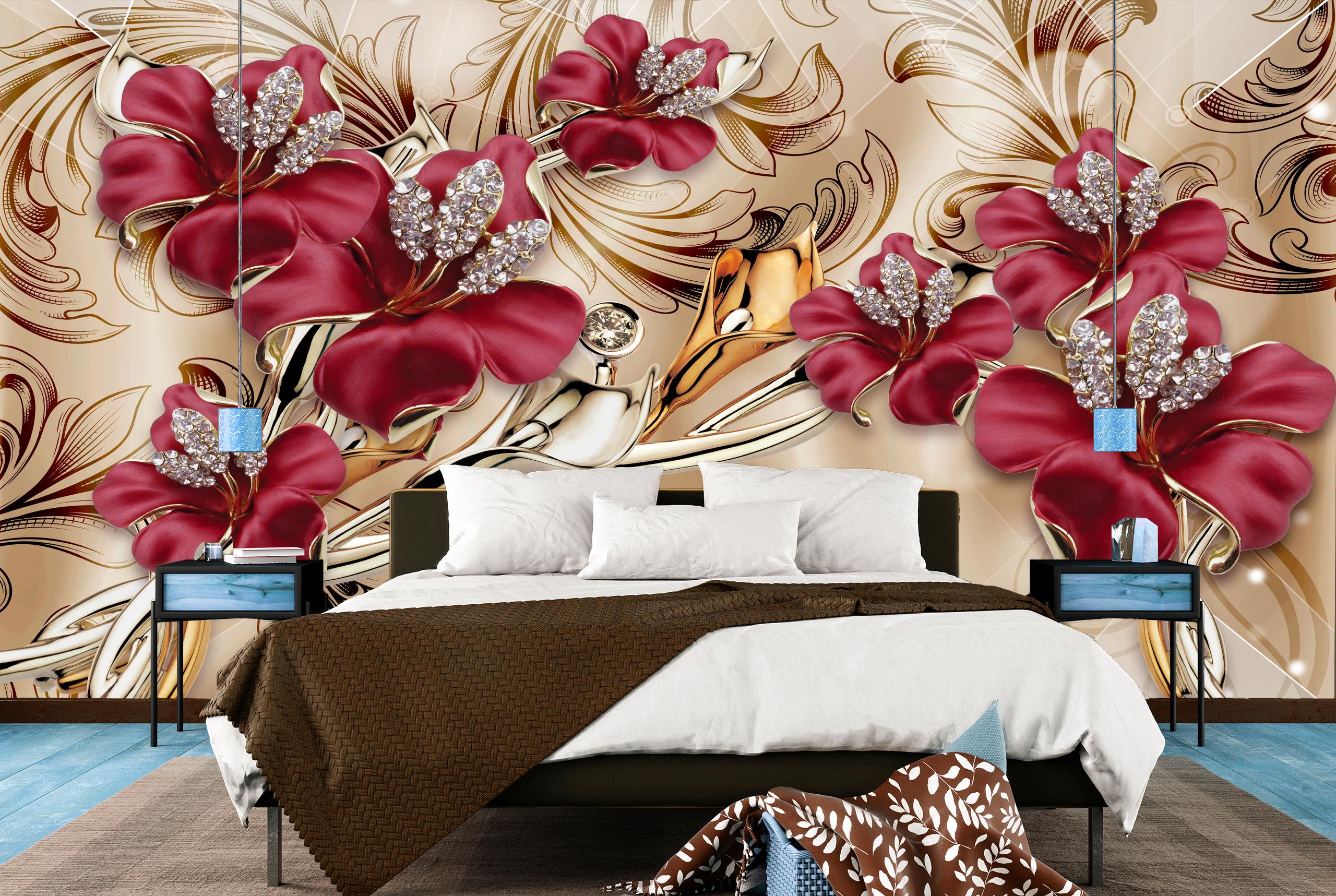 

Виниловые Фотообои Walldeco Цветы и бриллианты 475x300 Базальт