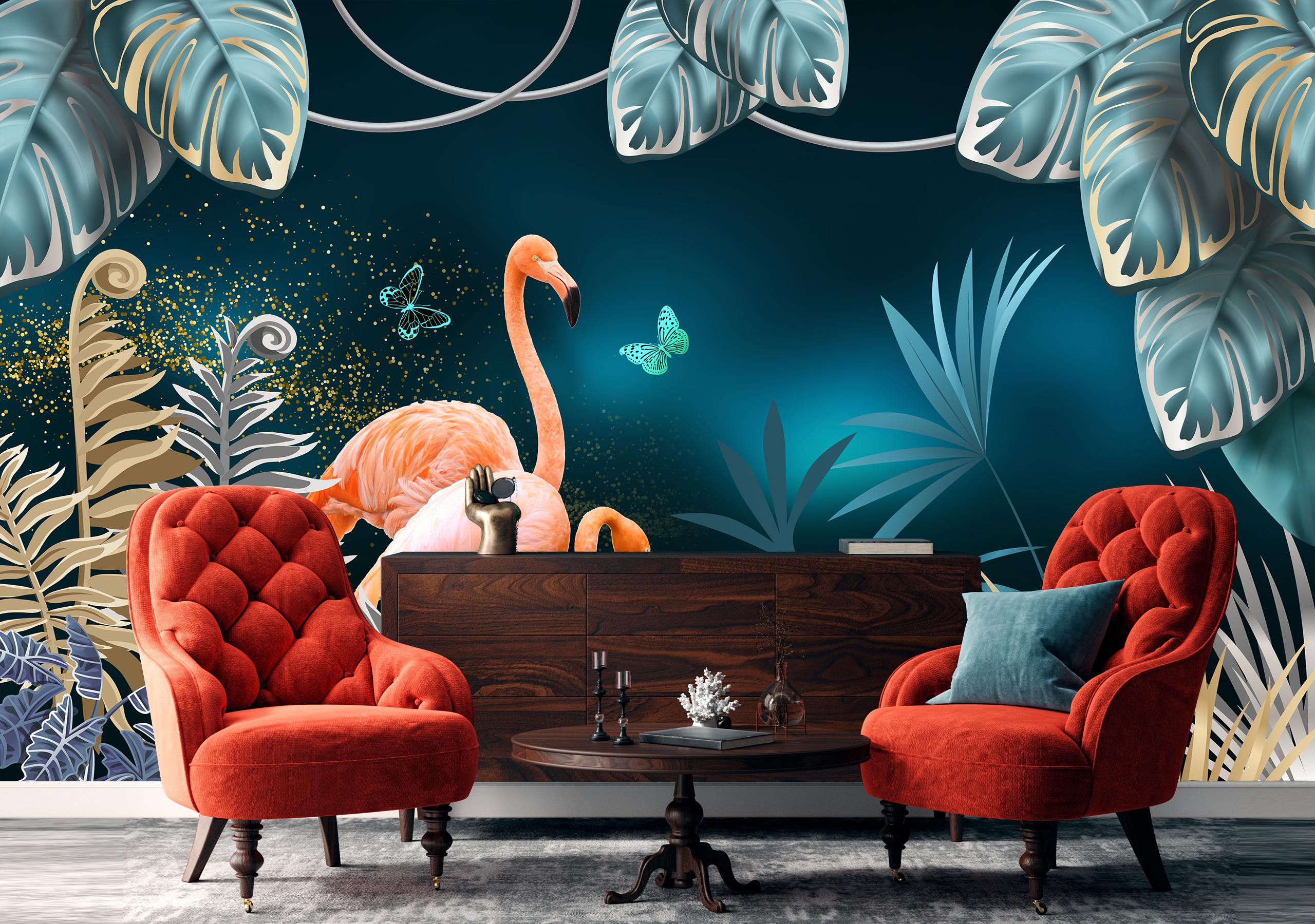 

Виниловые Фотообои Walldeco Фламинго на природе 400x260 Волокно
