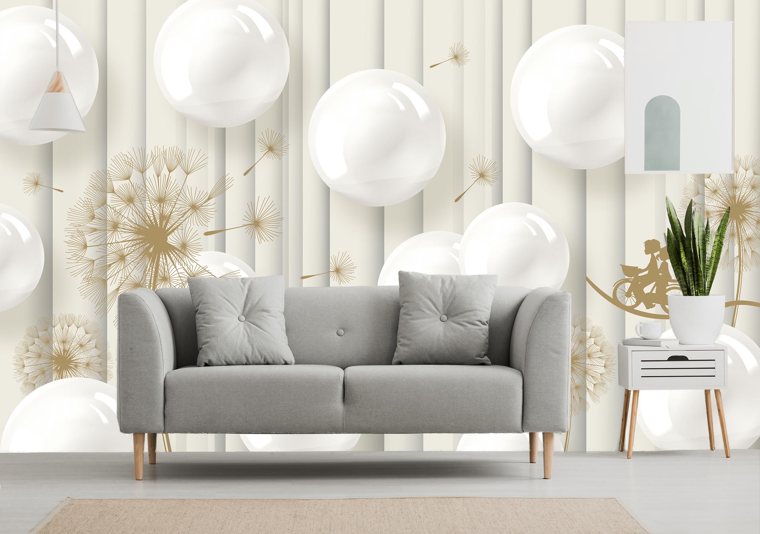 

Флизелиновые Фотообои Walldeco Белые шары и одуванчики 475x300 Бриз