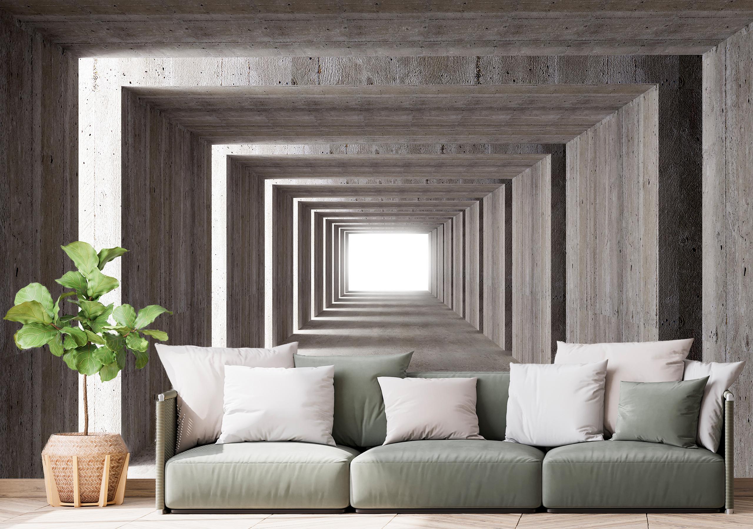 

Флизелиновые Фотообои Walldeco Бетонный 3D коридор 200x130 Бриз