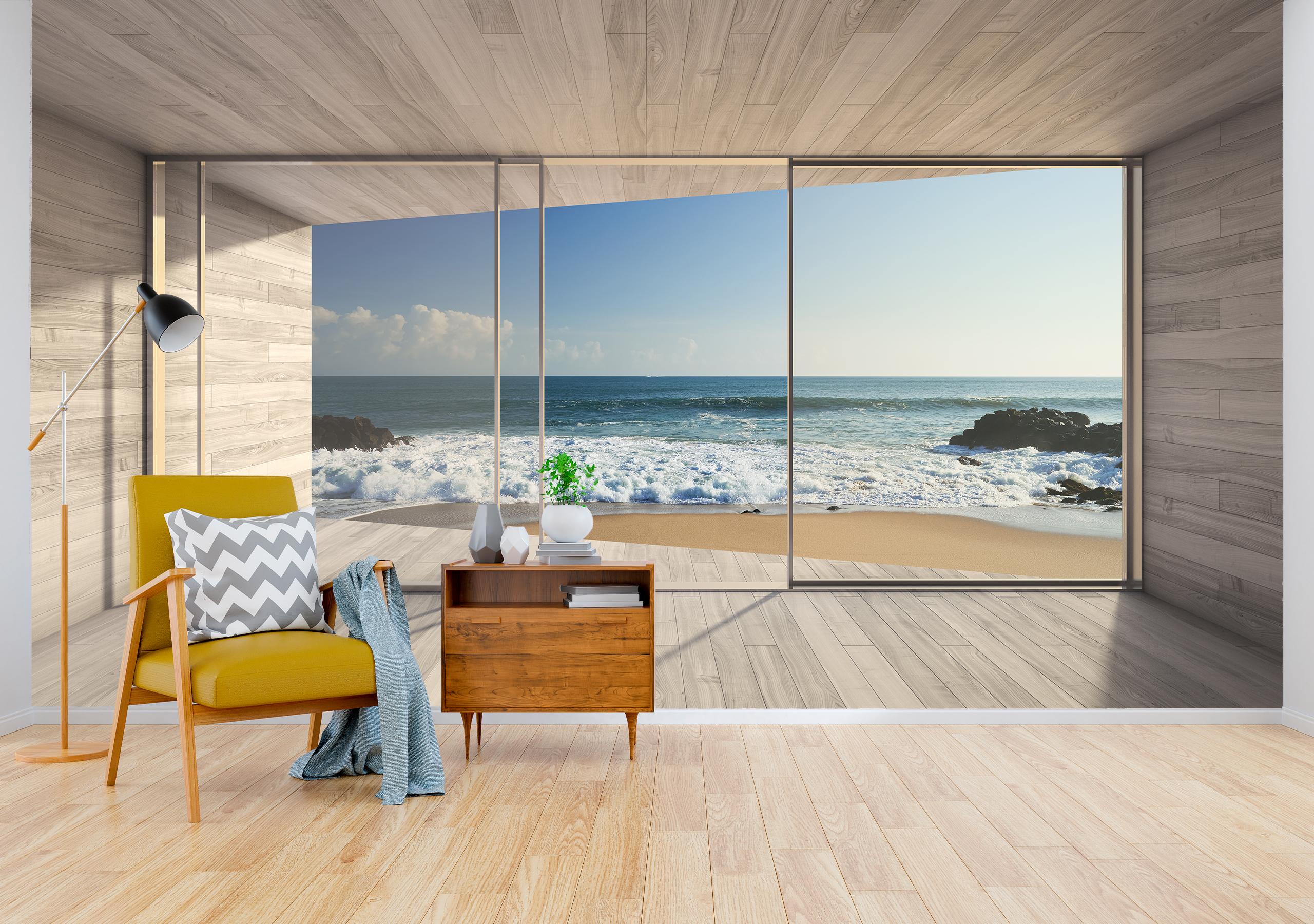 

Бумажные Фотообои Walldeco 3Д панорама на море и пляж 285x190 Гладь