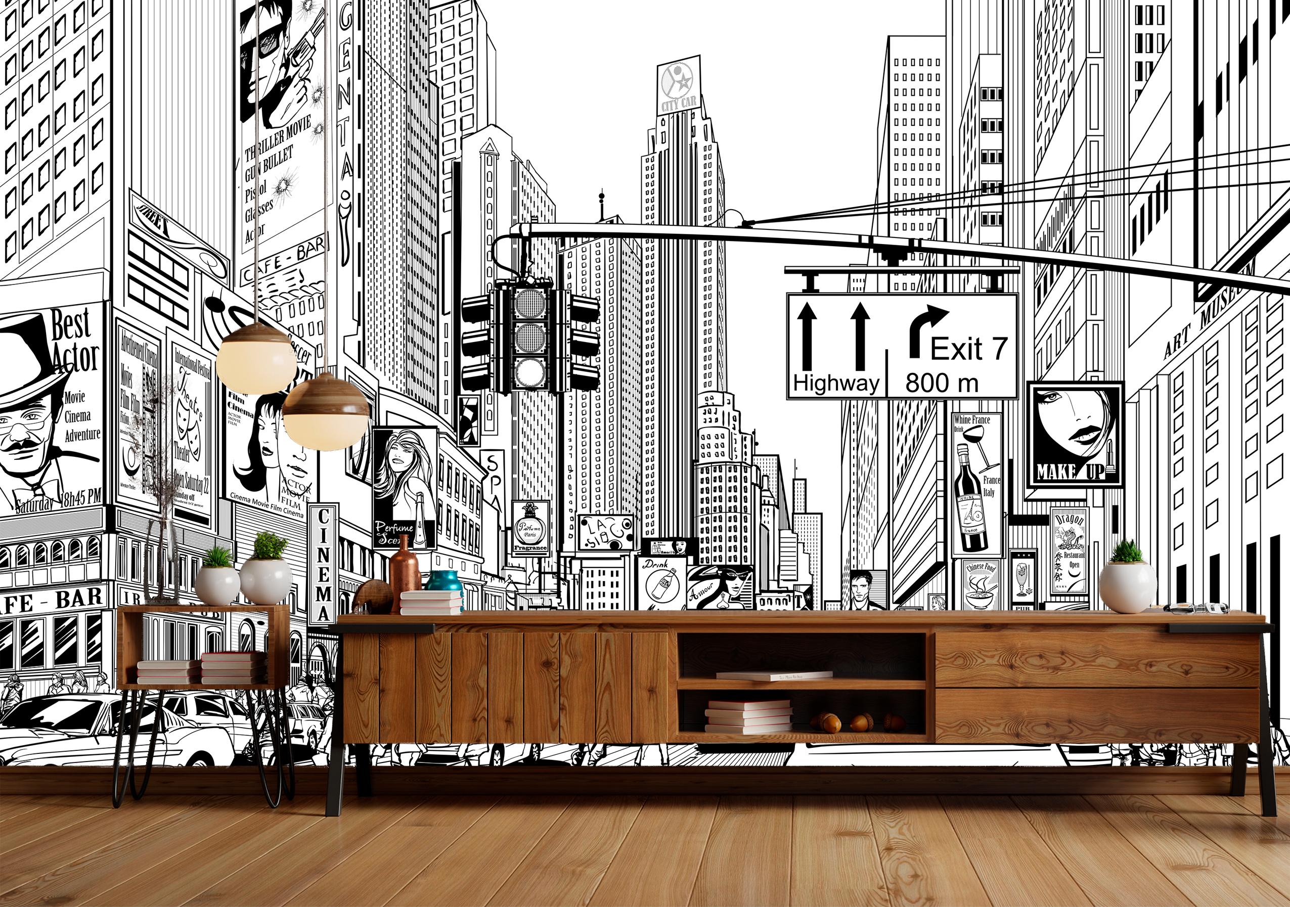 

Виниловые Фотообои Walldeco Нарисованный город 400x260 Жаккард