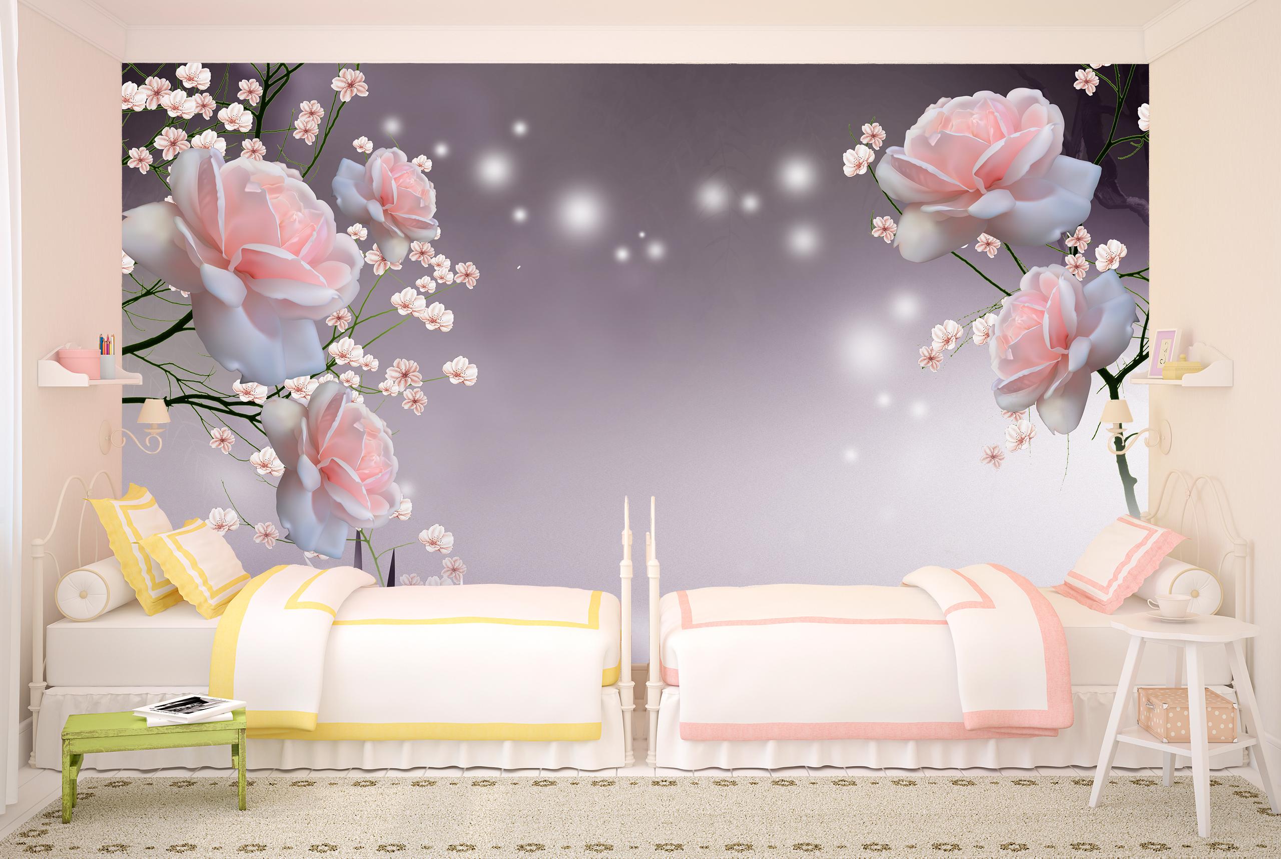 

Виниловые Фотообои Walldeco Розы и лепестки 475x300 Жаккард