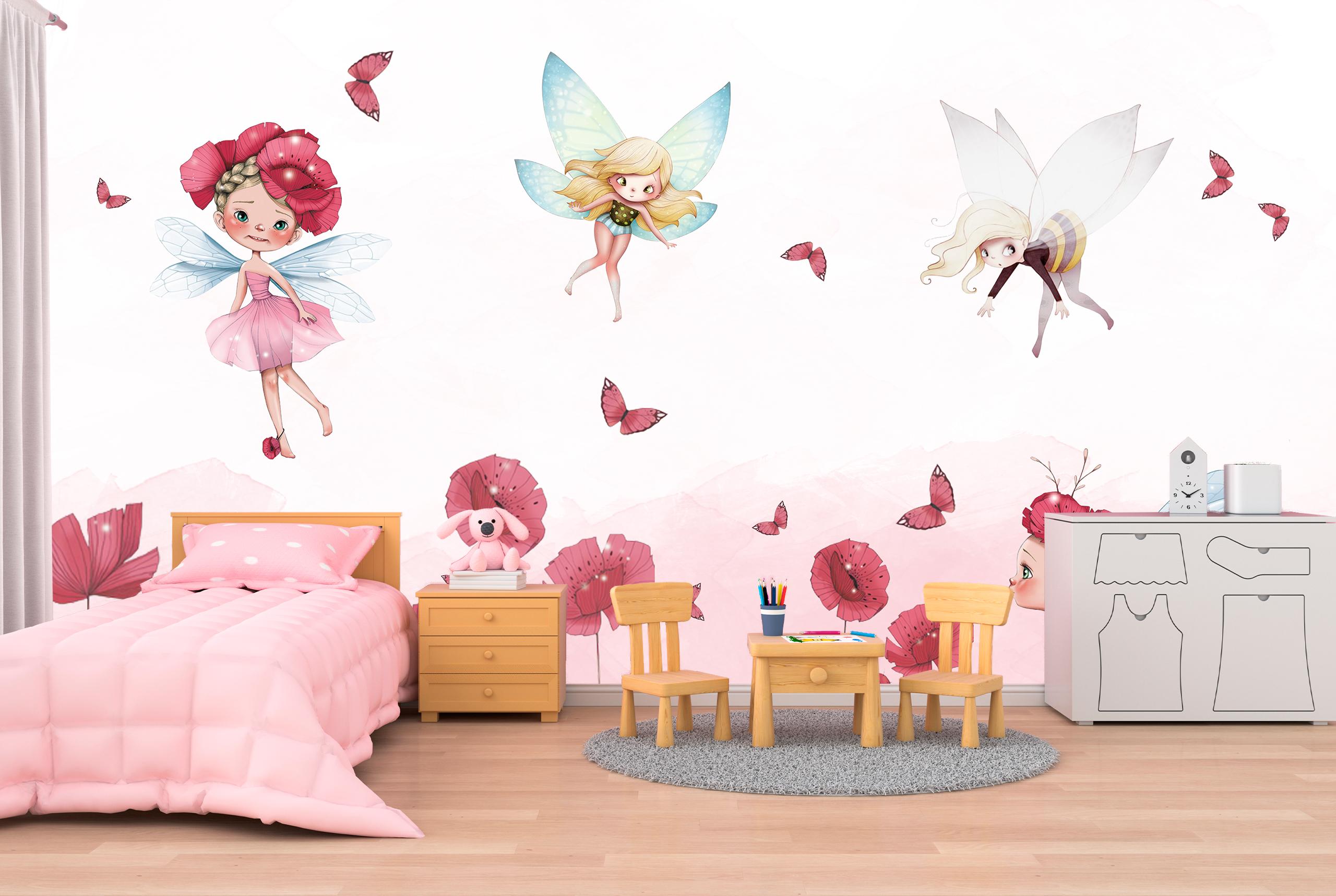 

Виниловые Фотообои Walldeco Волшебные феи и цветы 400x260 Фреска