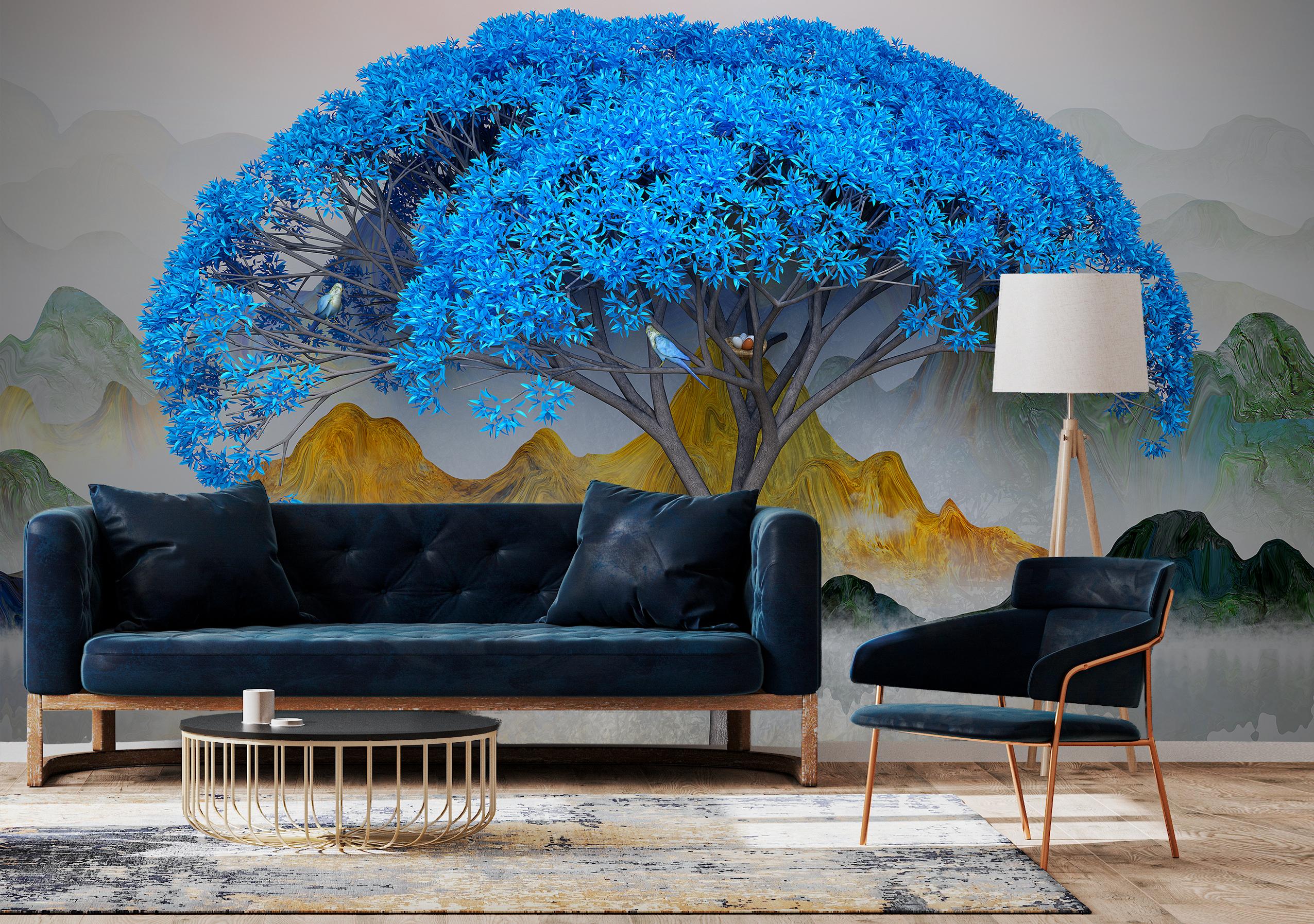 

Виниловые Фотообои Walldeco Синее дерево 200x130 Волокно