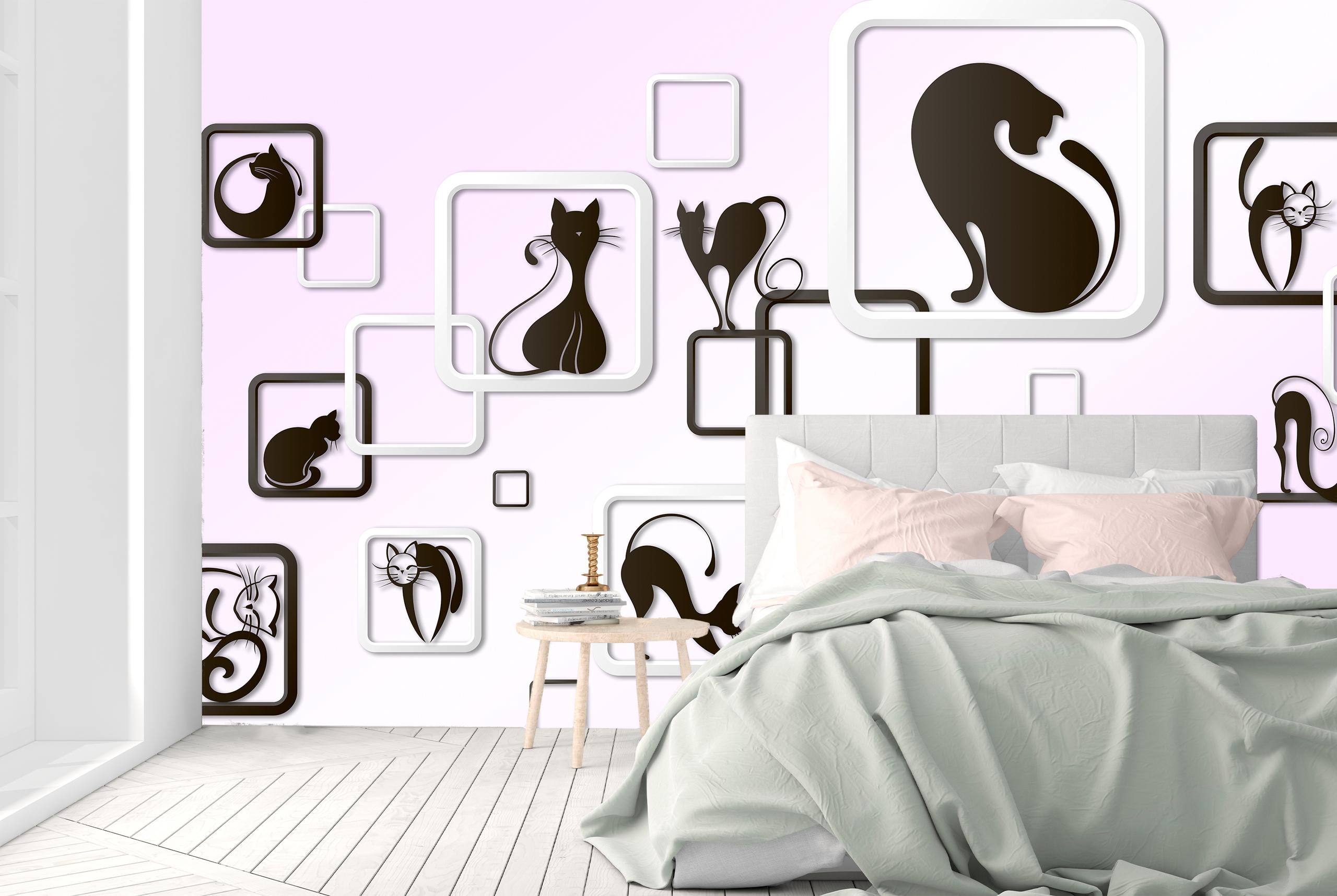 

Виниловые Фотообои Walldeco Чёрные коты 200x130 Базальт