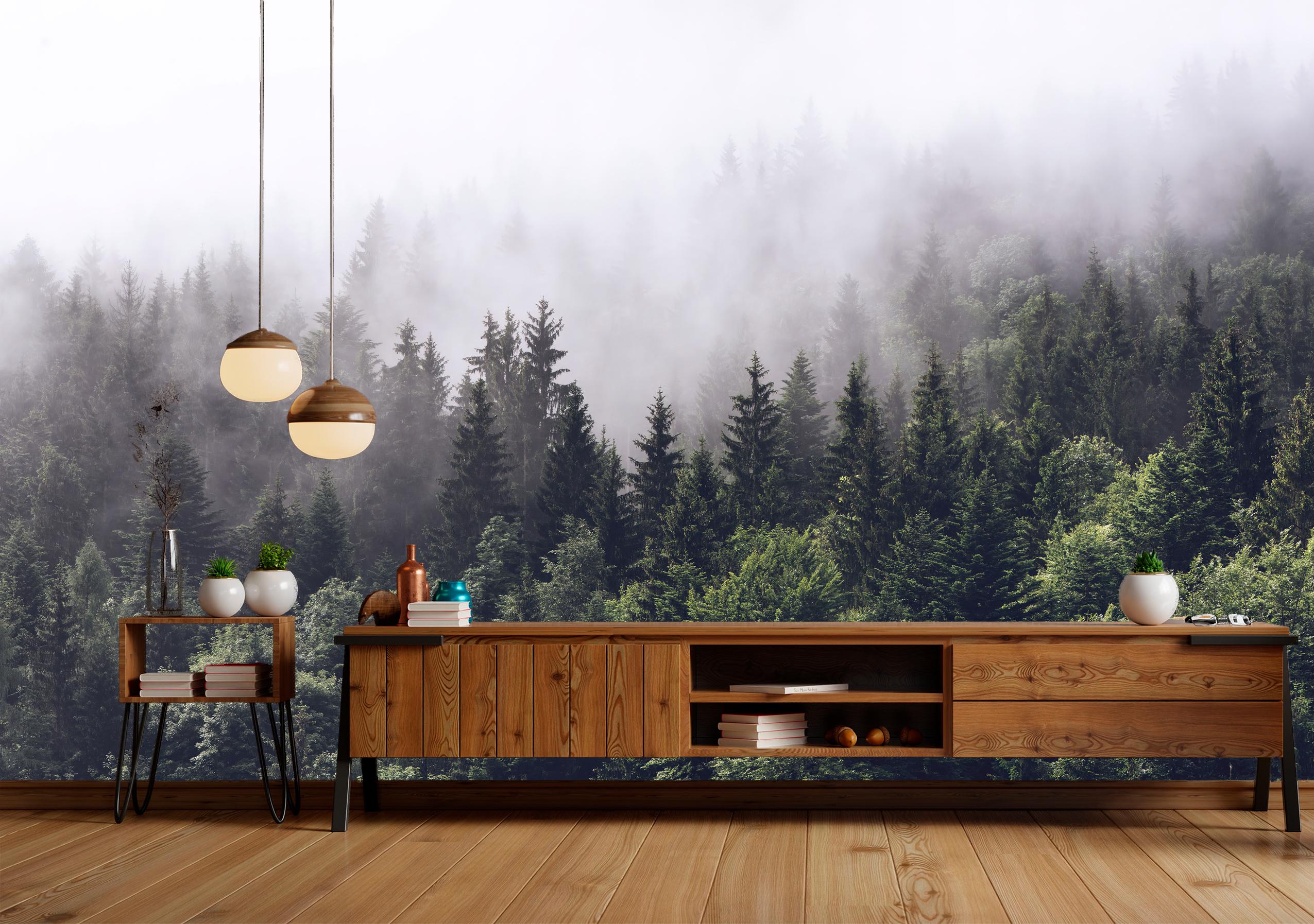 

Виниловые Фотообои Walldeco Туман над лесом 300x200 Фреска