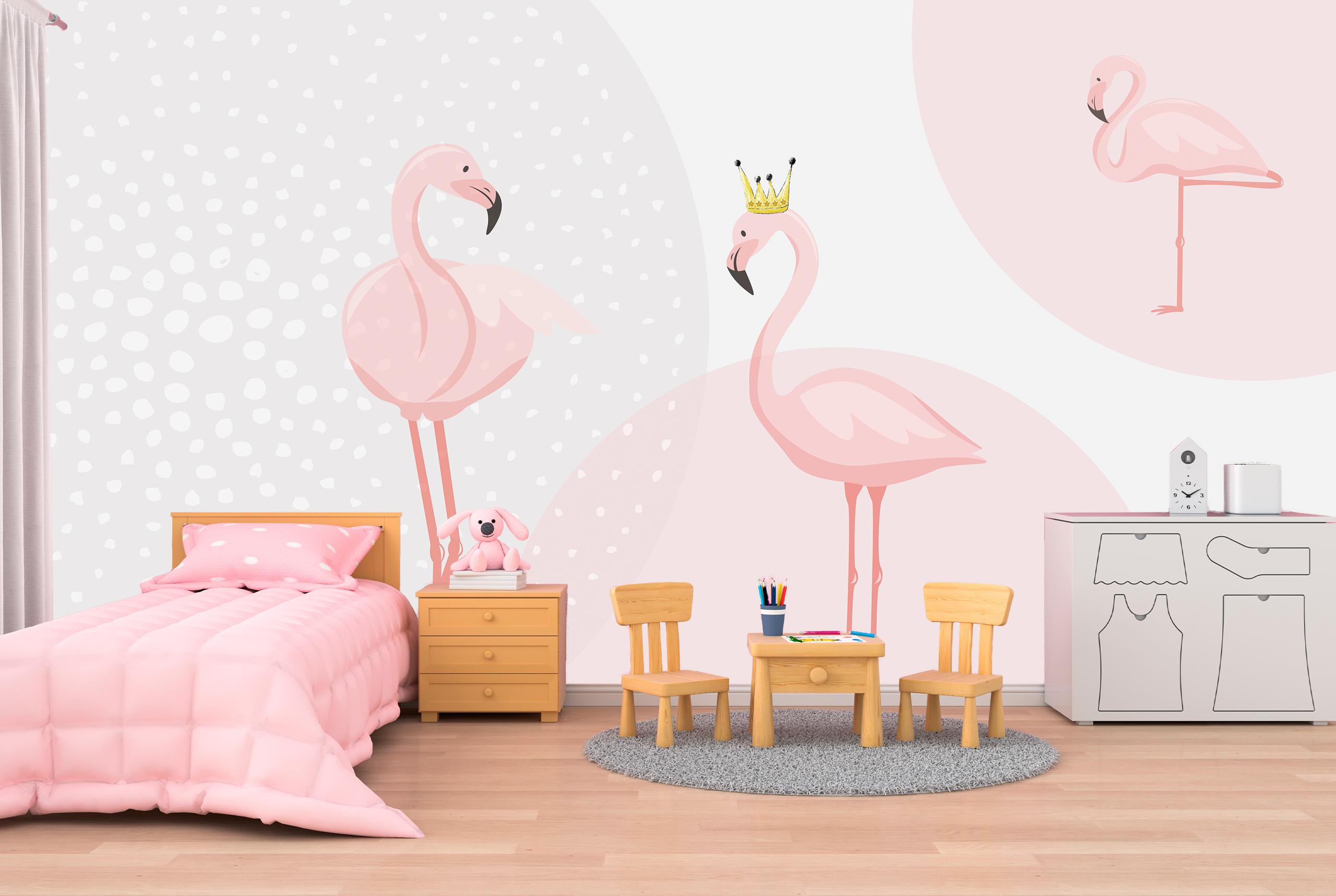 

Виниловые Фотообои Walldeco Розовые фламинго 380x250 Мелкий песок с блестками