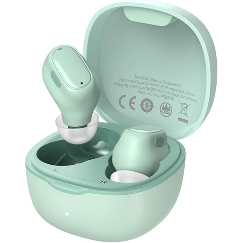 

Наушники гарнитура вакуумные Bluetooth 5.0 TWS Baseus WM01 Green
