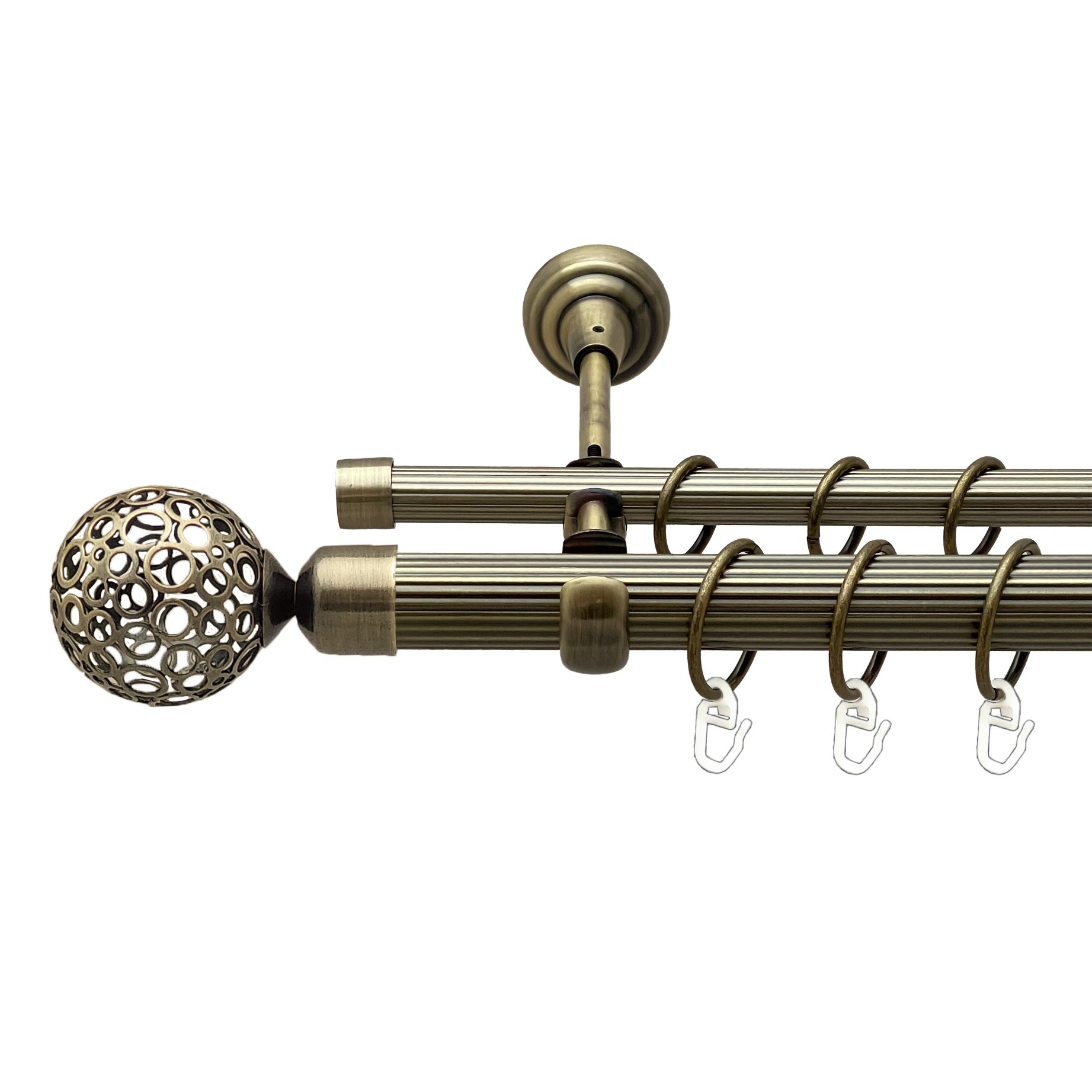 

Карниз Orvit Савона металевий дворядний відкритий рифлена труба кільце металеве Антик 25\16 мм 160 см (00-00018005)