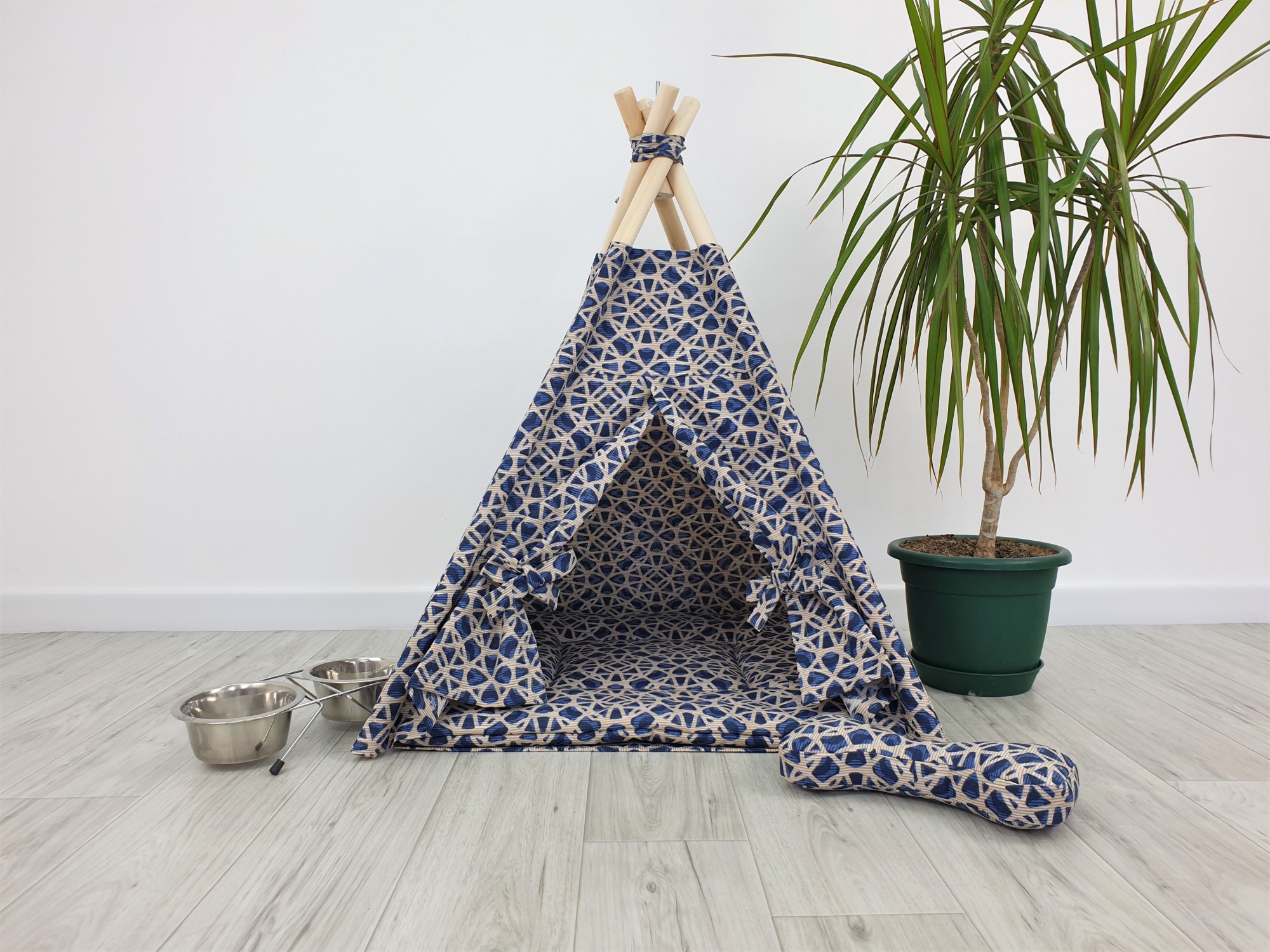 

Вигвам для питомцев SD Studio тефлоновая ткань круги на синем 60х60х80 см