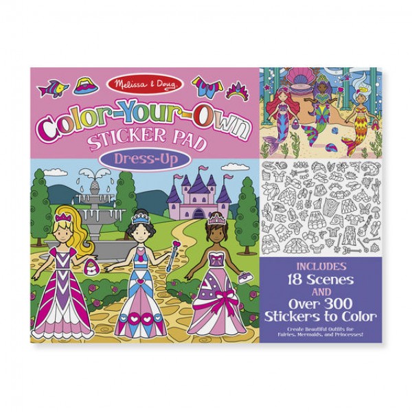 

Альбом с раскрасками и наклейками Модные наряды Color Your Own Sticker Pad Dress-Up Melissa & Doug