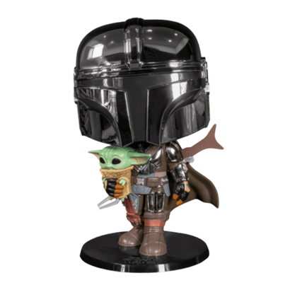 

Фигурка FUNKO POP! Bobble Star Wars Mandalorian Mandalorian with Child Chrome 10" Star Wars 152mm Green Новый