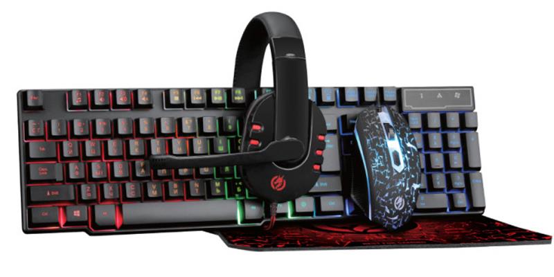 

Комплект клавиатура + мышь Piko GX200 Black USB (1283126489808) коврик + гарнитура