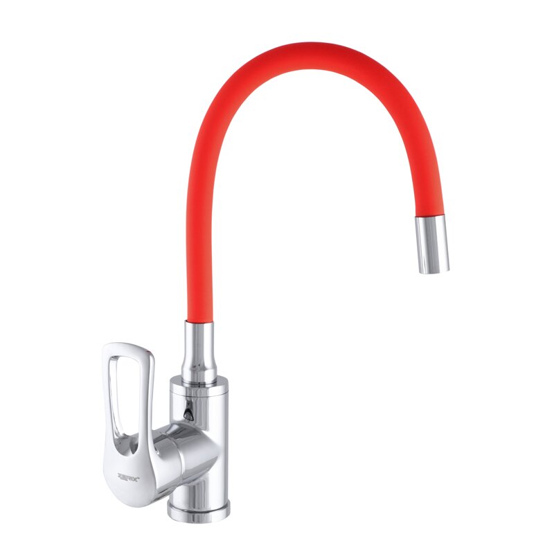 

Cмеситель кухонный однозахватный с гибким шлангом ZERIX красный SAR 181 нержавеющая сталь ZX2672
