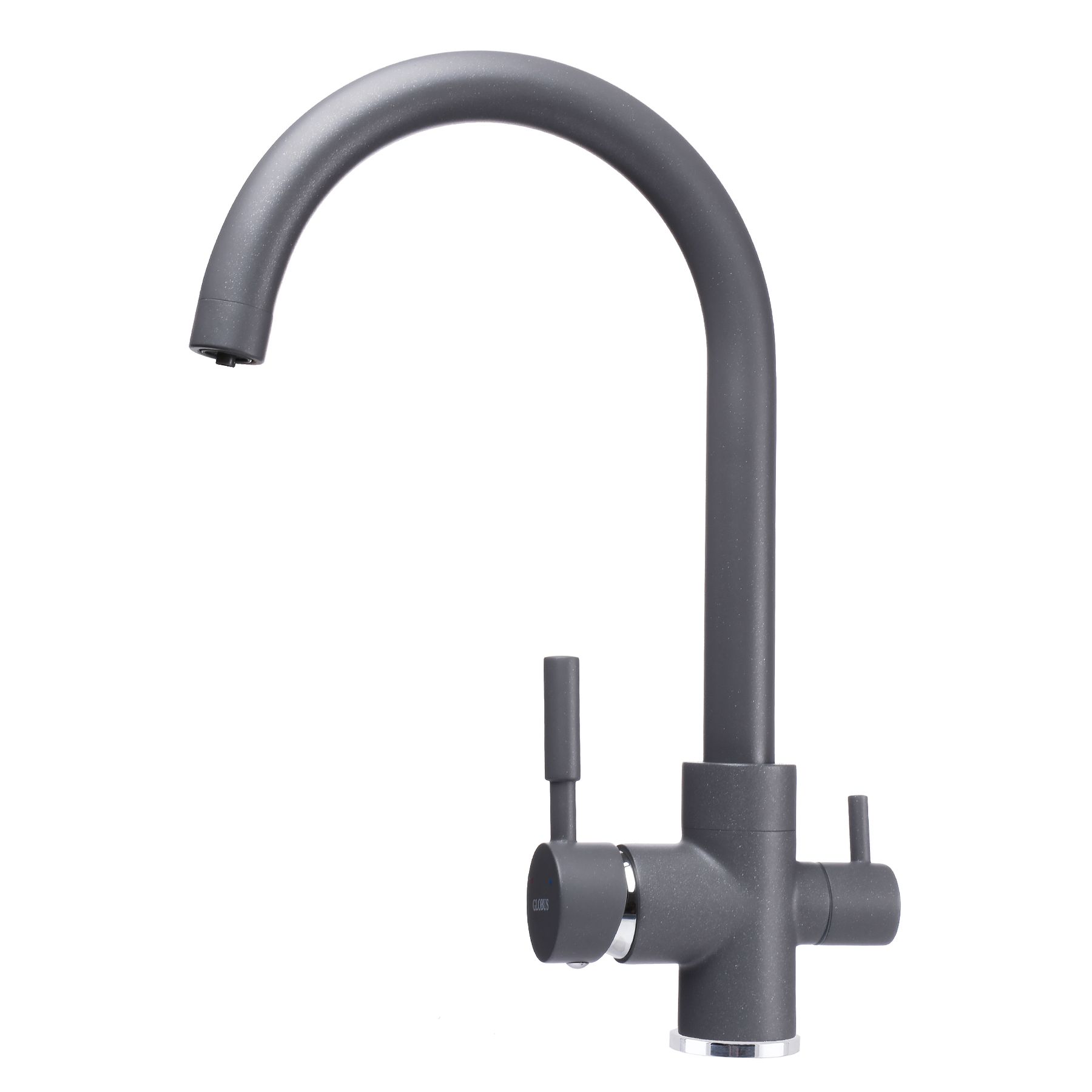 

Cмеситель кухонный на две воды GLOBUS LUX GLLR-0333-3-TITANIUM серый латунь 000019231