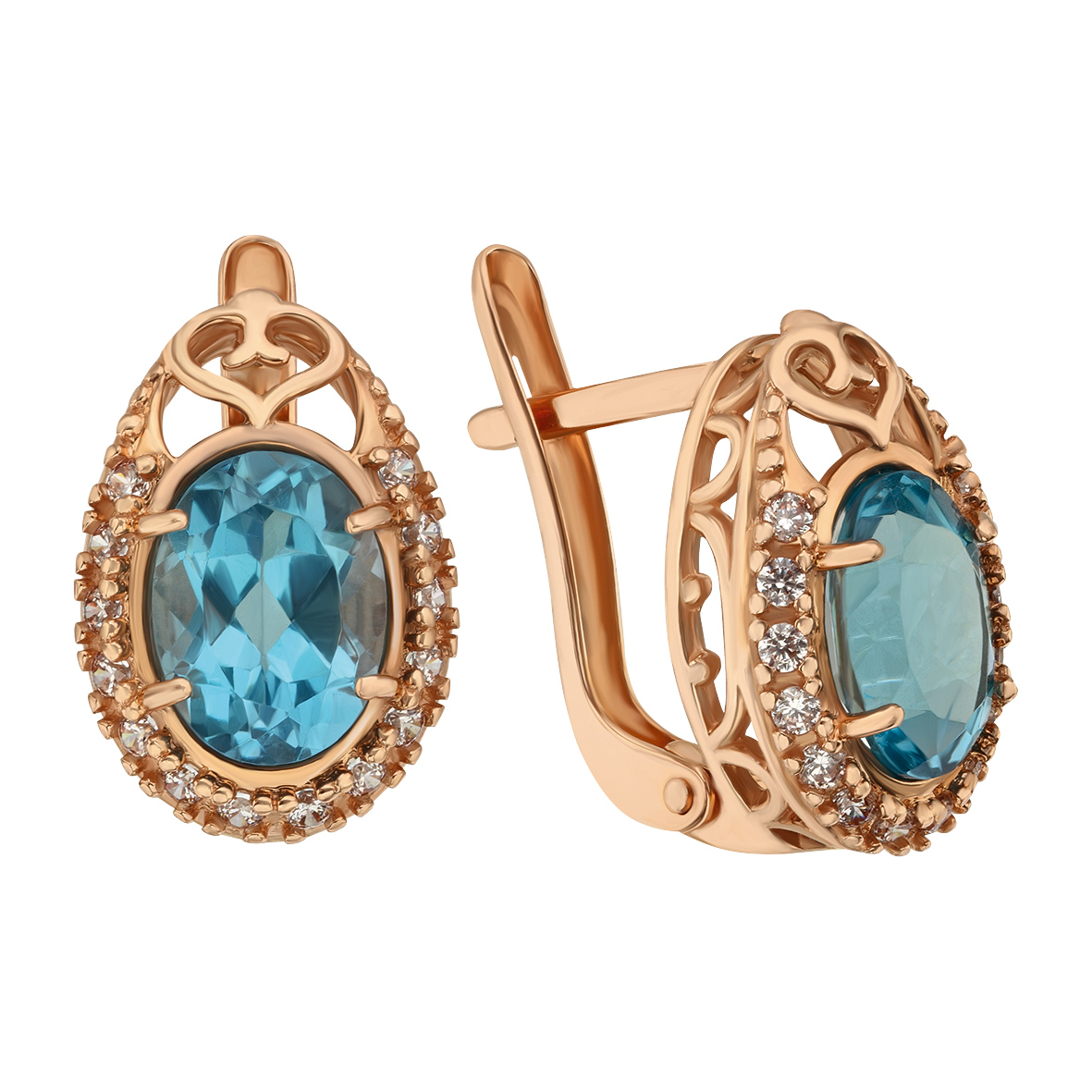 

Золотые серьги с голубым топазом и фианитами Tango Jewellery Company 441622