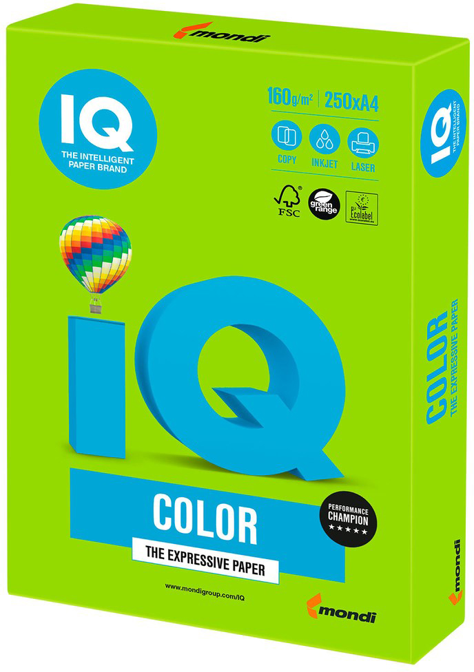 

Бумага Mondi А4 IQ Color MA42 зеленый 160г/м2 250 л (9003974423951)