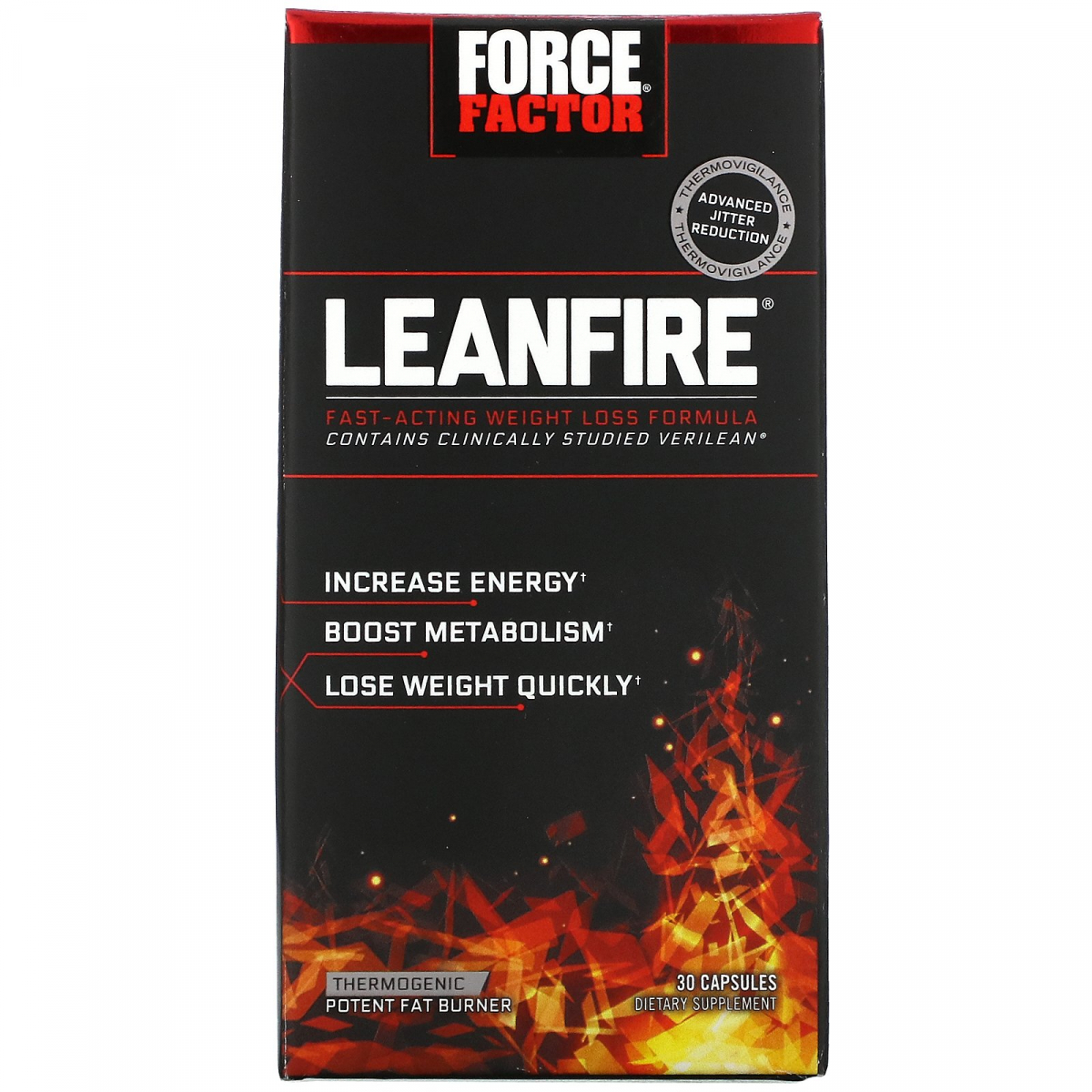 

Force Factor, LeanFire, средство для быстрого снижения веса, 30 капсул