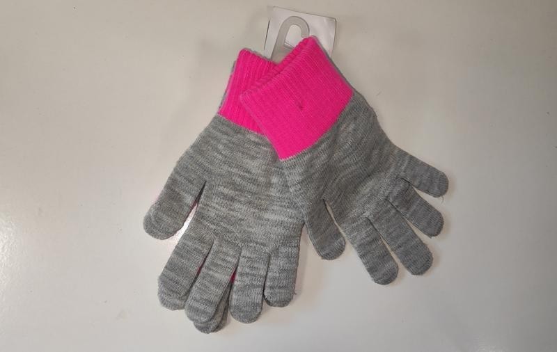 

Детские для девочек перчатки c&a, Германия,128-152см,серые с розовой резинкой