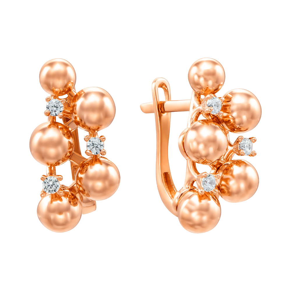 

Серьги из красного золота с фианитами 000133979