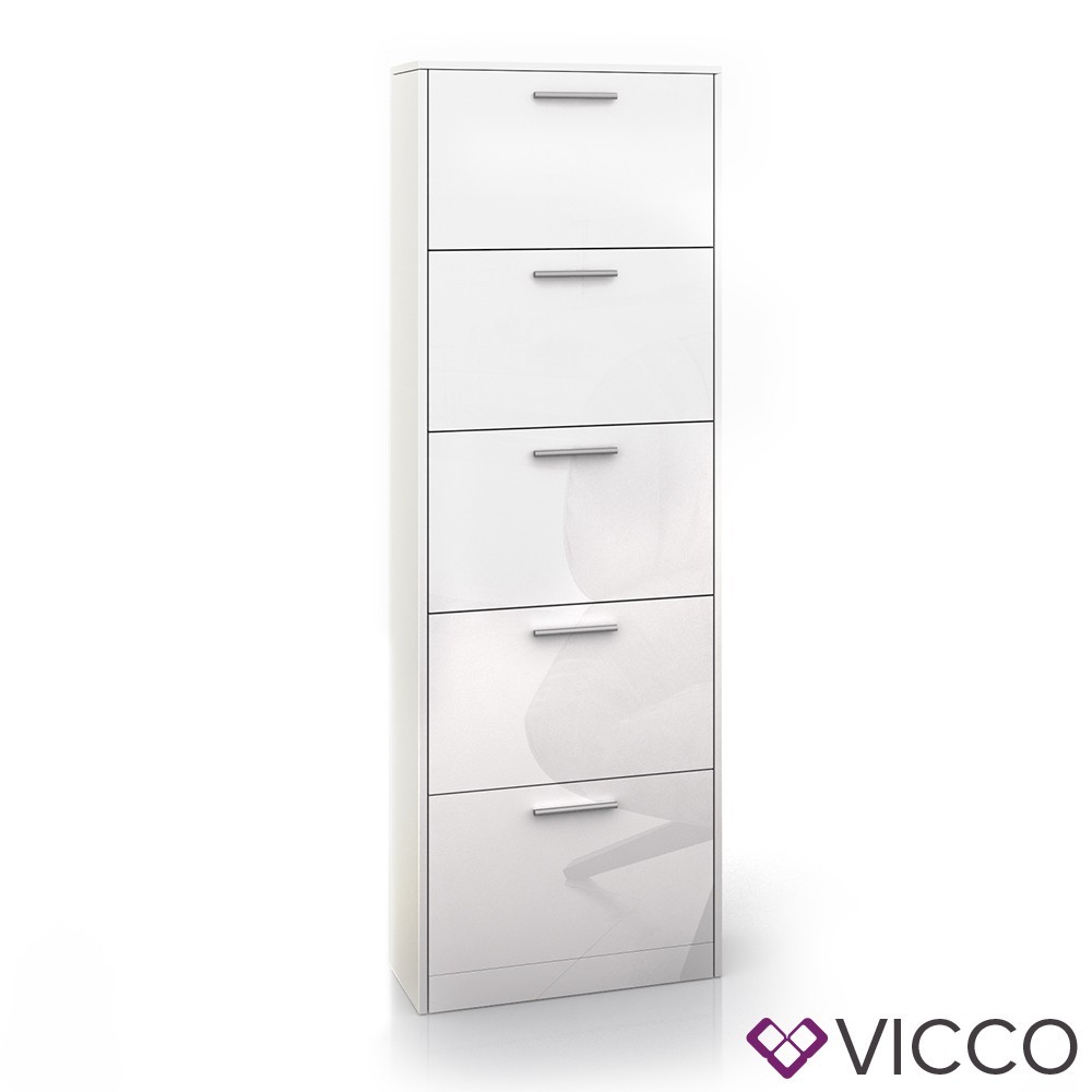 

Шкаф для обуви Vicco Gizmo, 5 ячеек, 59x169, белый глянец