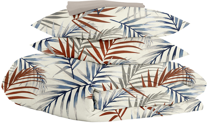 

Комплект постельного белья Cosas Foliage Color Milk 180х220 см Quartz
