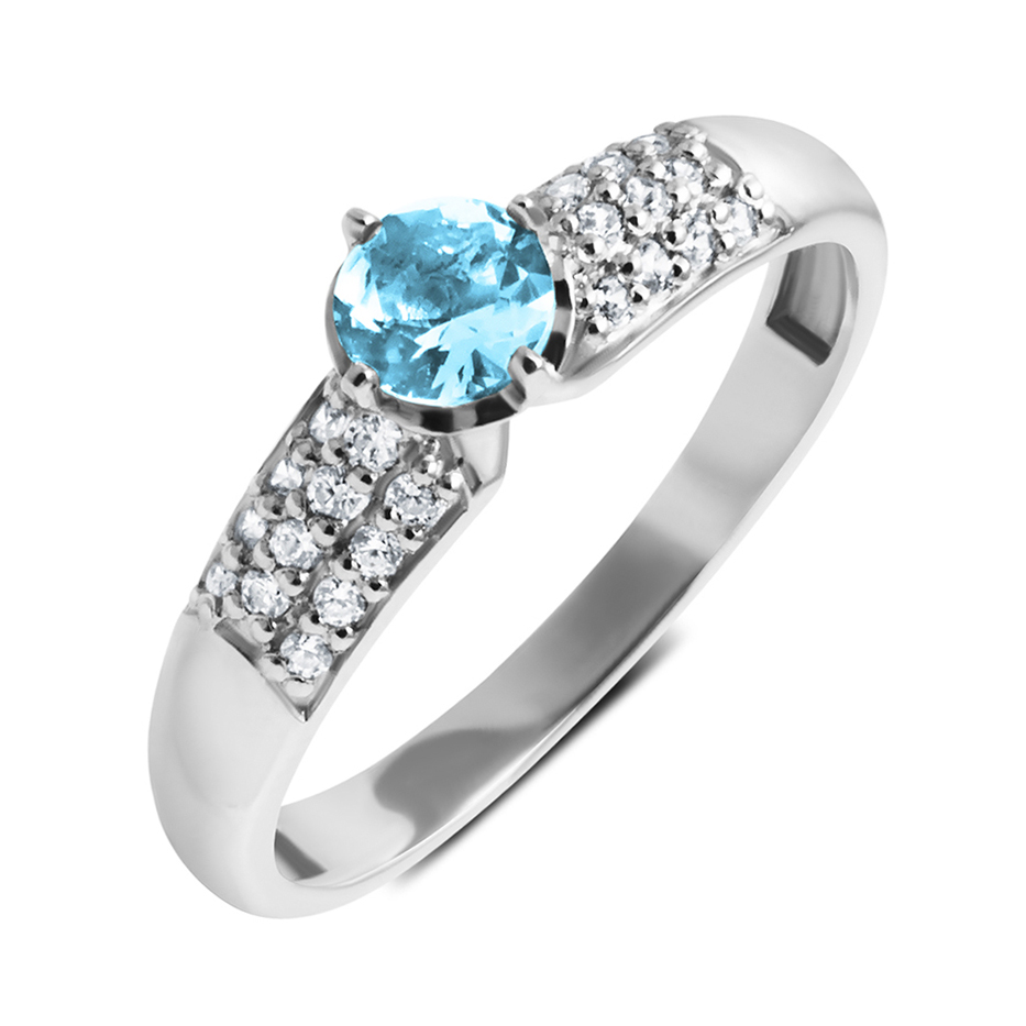 

Серебряное кольцо с голубым и белыми фианитами 000134170 16 размера