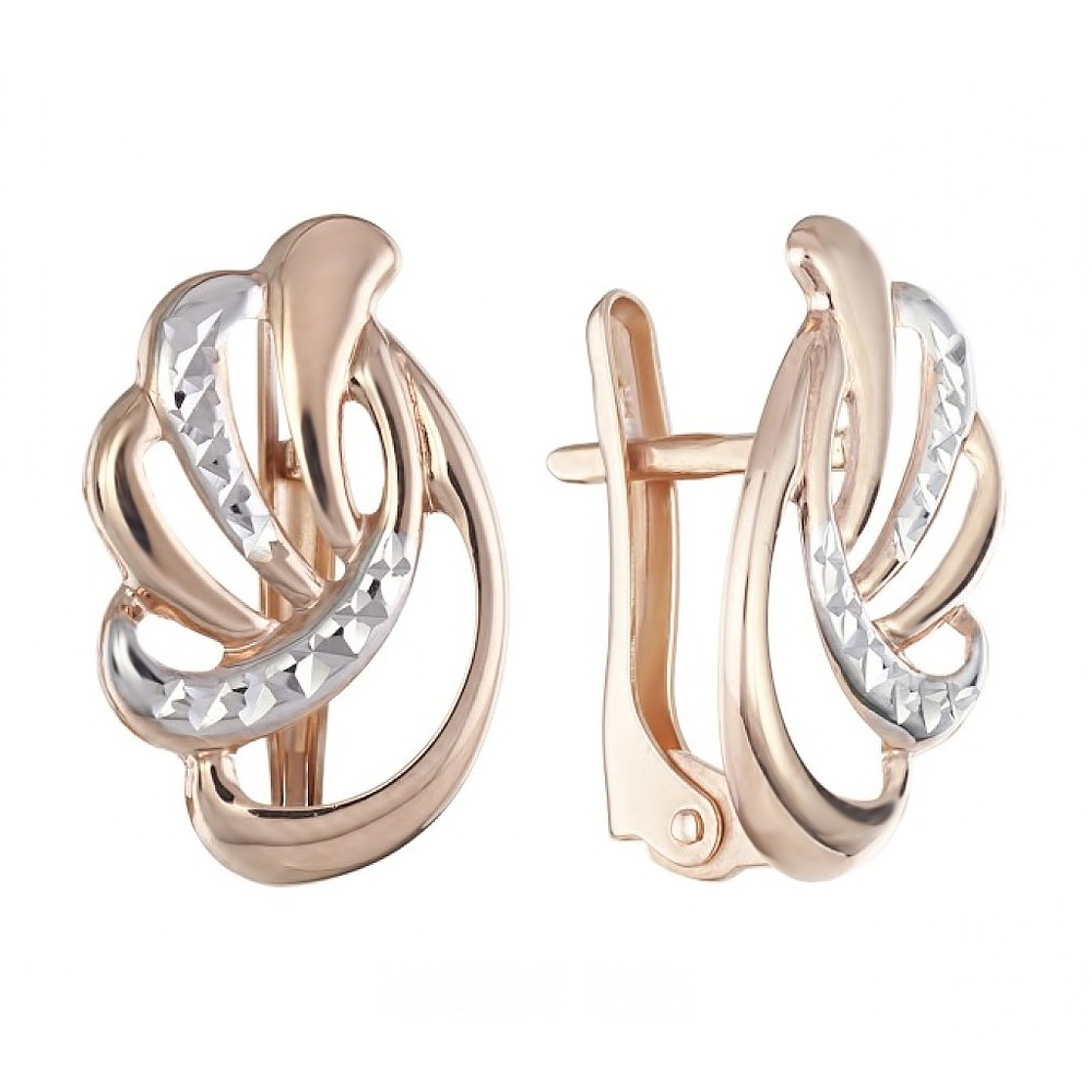 

Золотые серьги Дана в комбинированном цвете с алмазной гранью