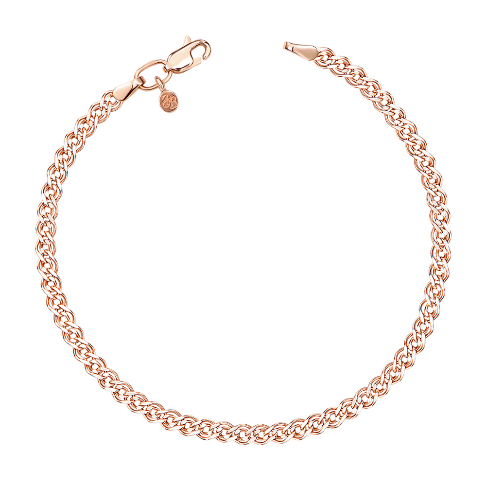 

Золотой браслет в красном цвете с алмазной гранью, 3мм 000115608 19.5 размера