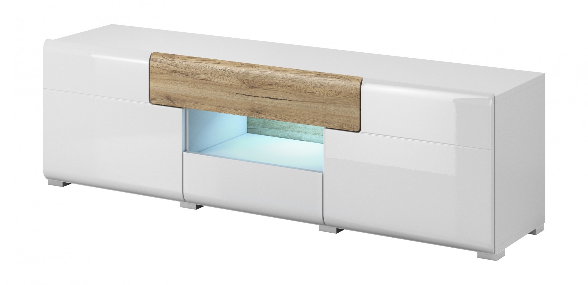 

Тумба ТВ Helvetia Toledo белый + дуб Сан-Ремо / белый глянец 159x48x39 см 2494DW41