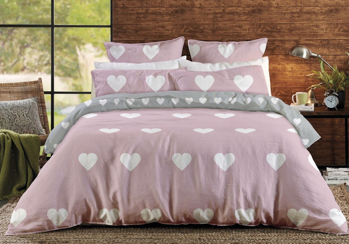 

Постельное белье комплект семейный ТЕП Cute Hearts бязь 215х150х2 см
