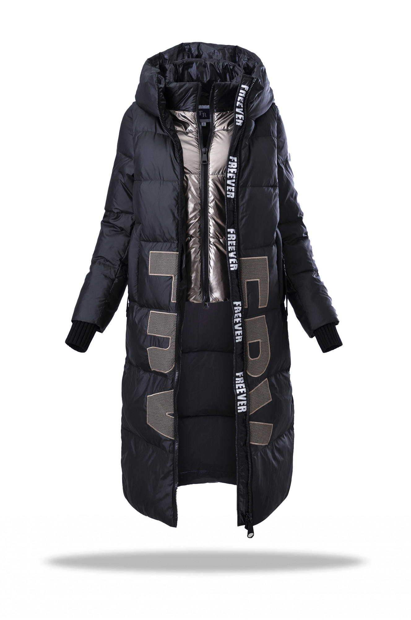 

Пальто пуховое женское Freever WF 71583 черное 3XL