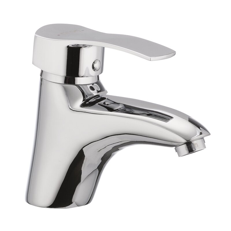 

Cмеситель для умывальника одновентильный CRON хром FOCUS 1 на гайке силумин CR0181