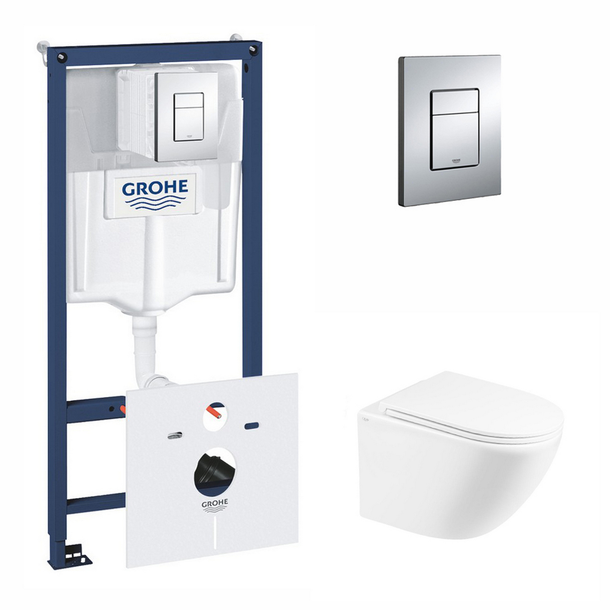 

Комплект инсталляции GROHE Rapid SL кнопка хром безободковый унитаз Q-TAP с крышкой микролифт дюропласт 38827000QT1333046ENRW